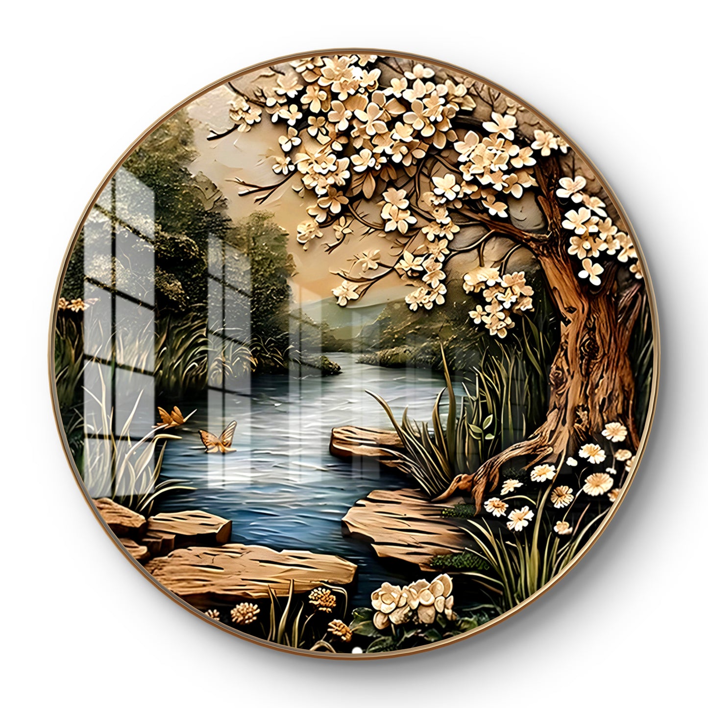 Round river nature landscape cystal resin art work