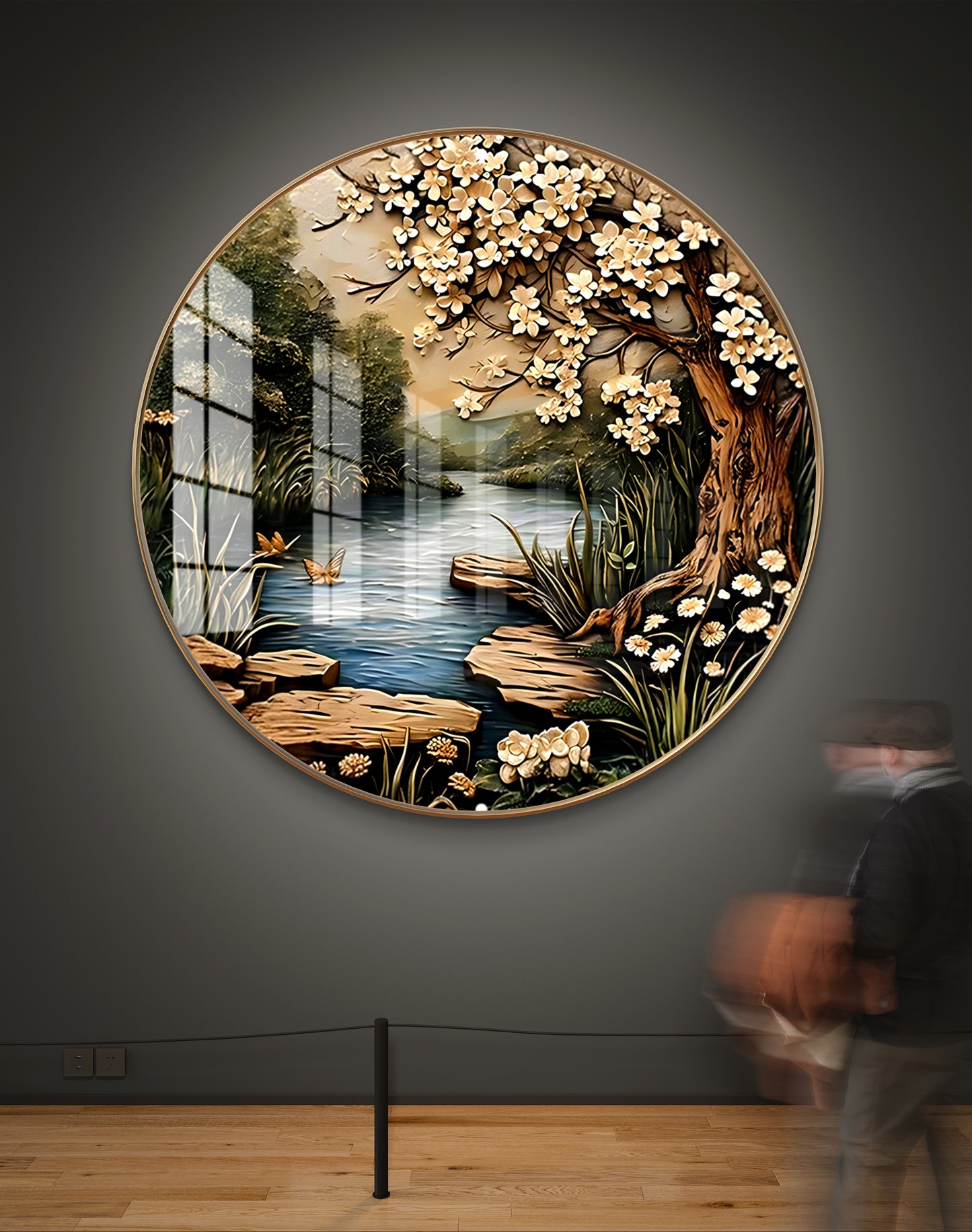 Round river nature landscape cystal resin art work