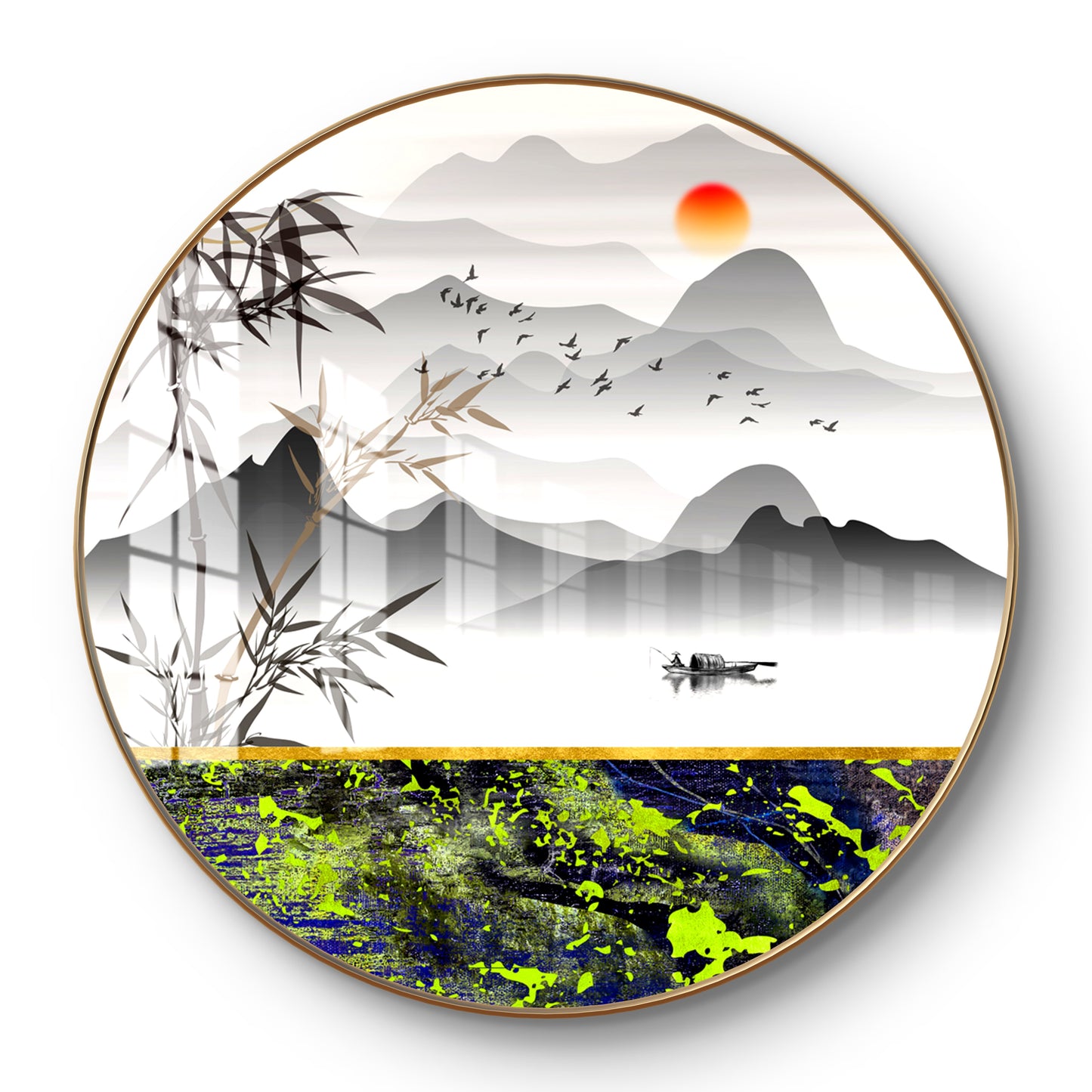 Round natural crystal resin art work