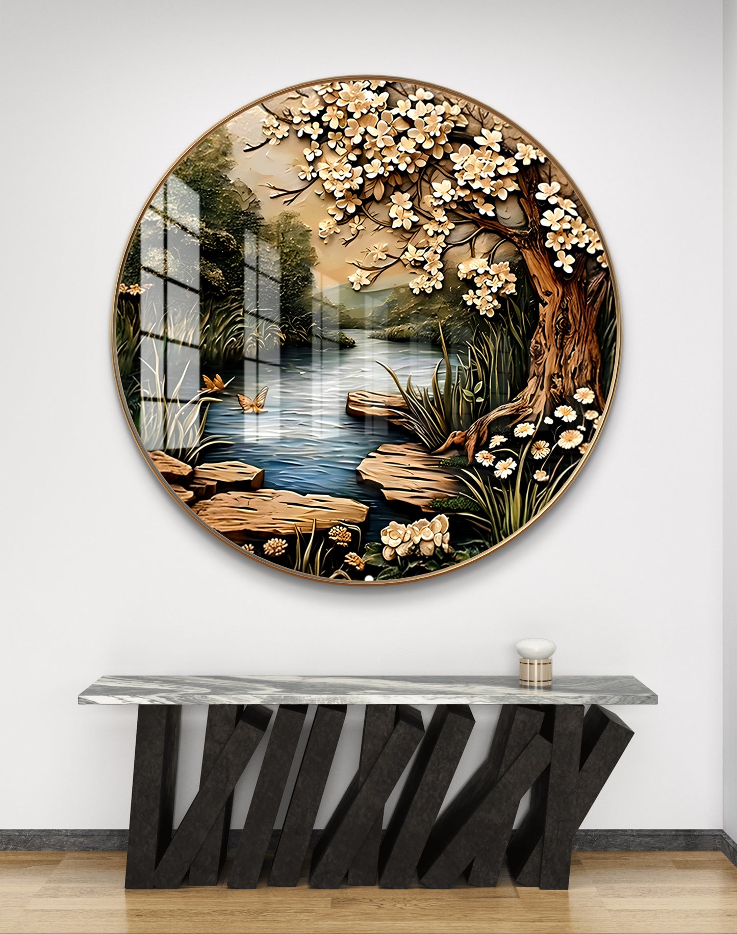 Round river nature landscape cystal resin art work