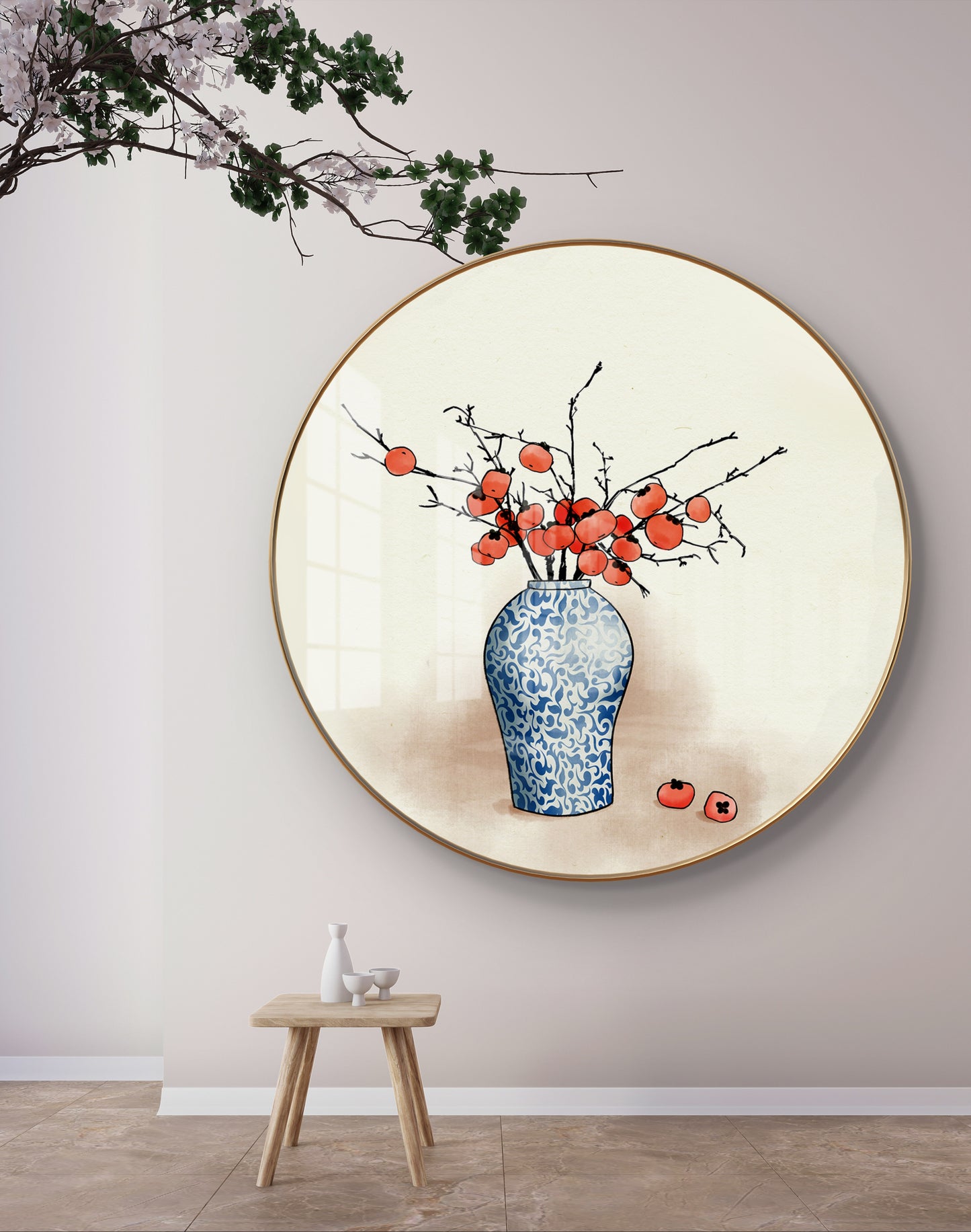 Round flower pot crystal resin art work