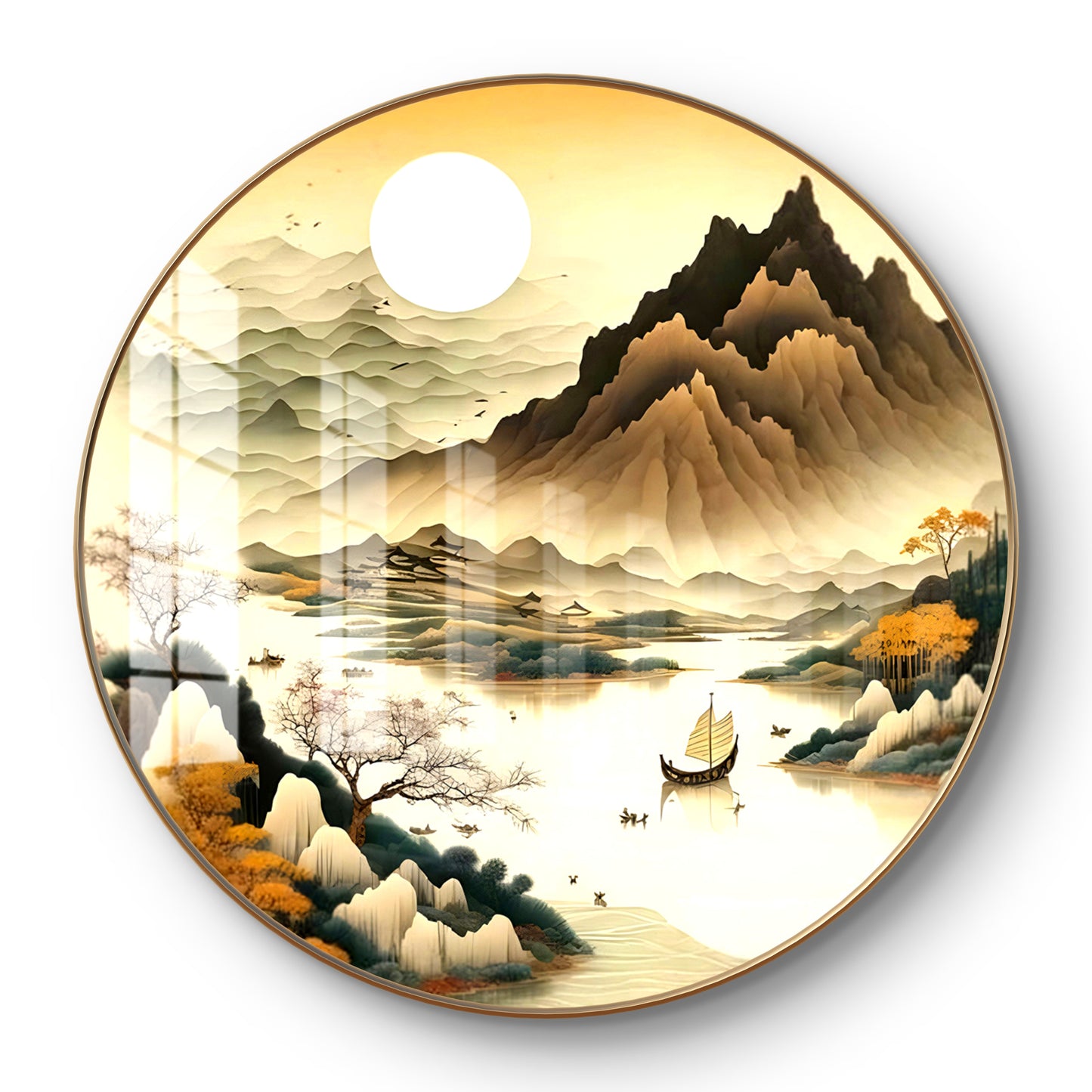 Round natural crystal resin art work