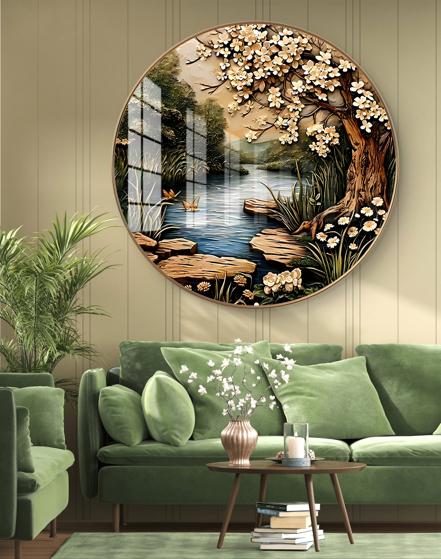 Round river nature landscape cystal resin art work