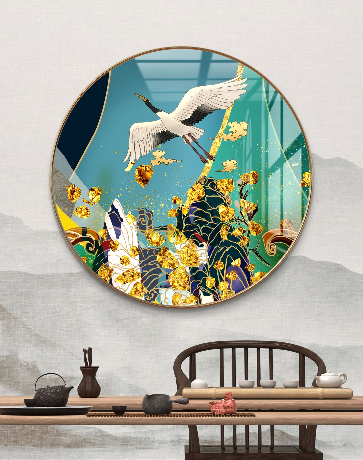 Round bird abstract crystal resin art work