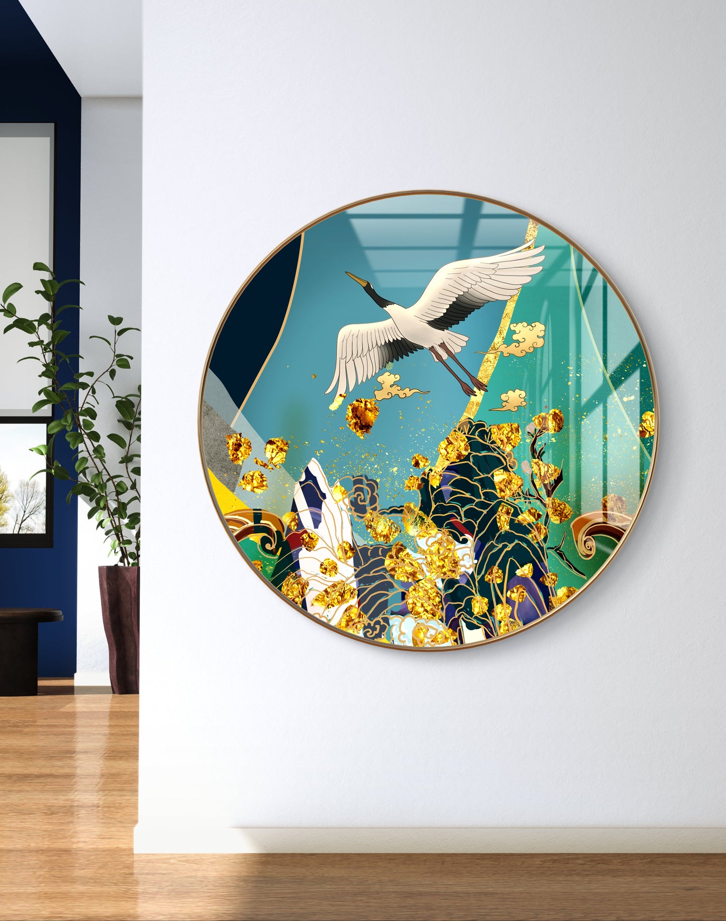 Round bird abstract crystal resin art work
