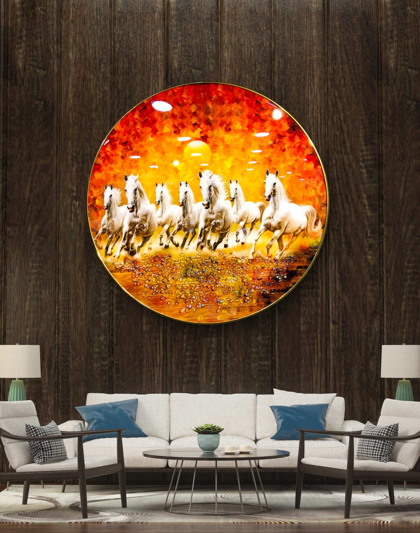 ROUND CRYSTAL RAISIN VIBRANT VASTU 7 WHITE HORSE