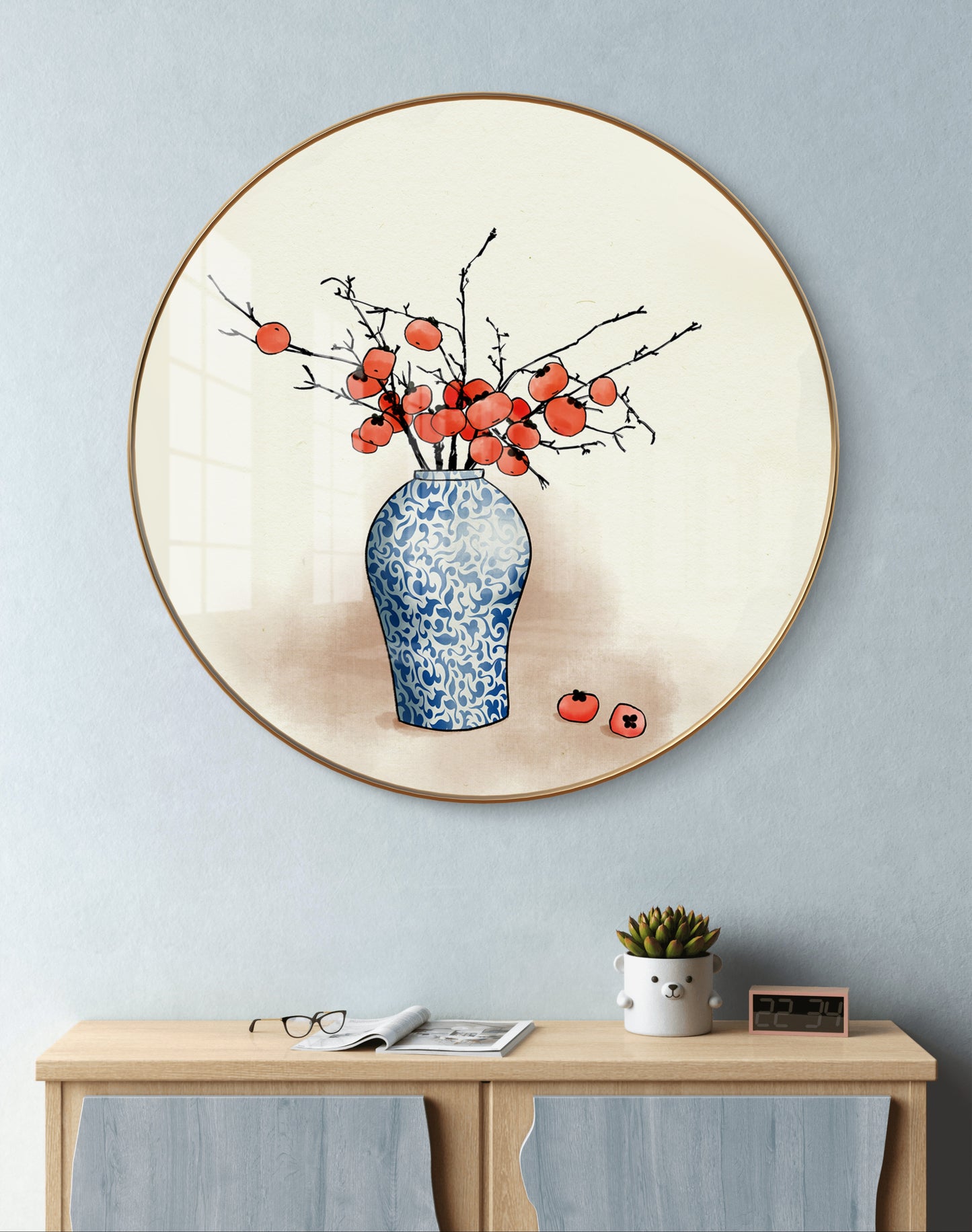 Round flower pot crystal resin art work