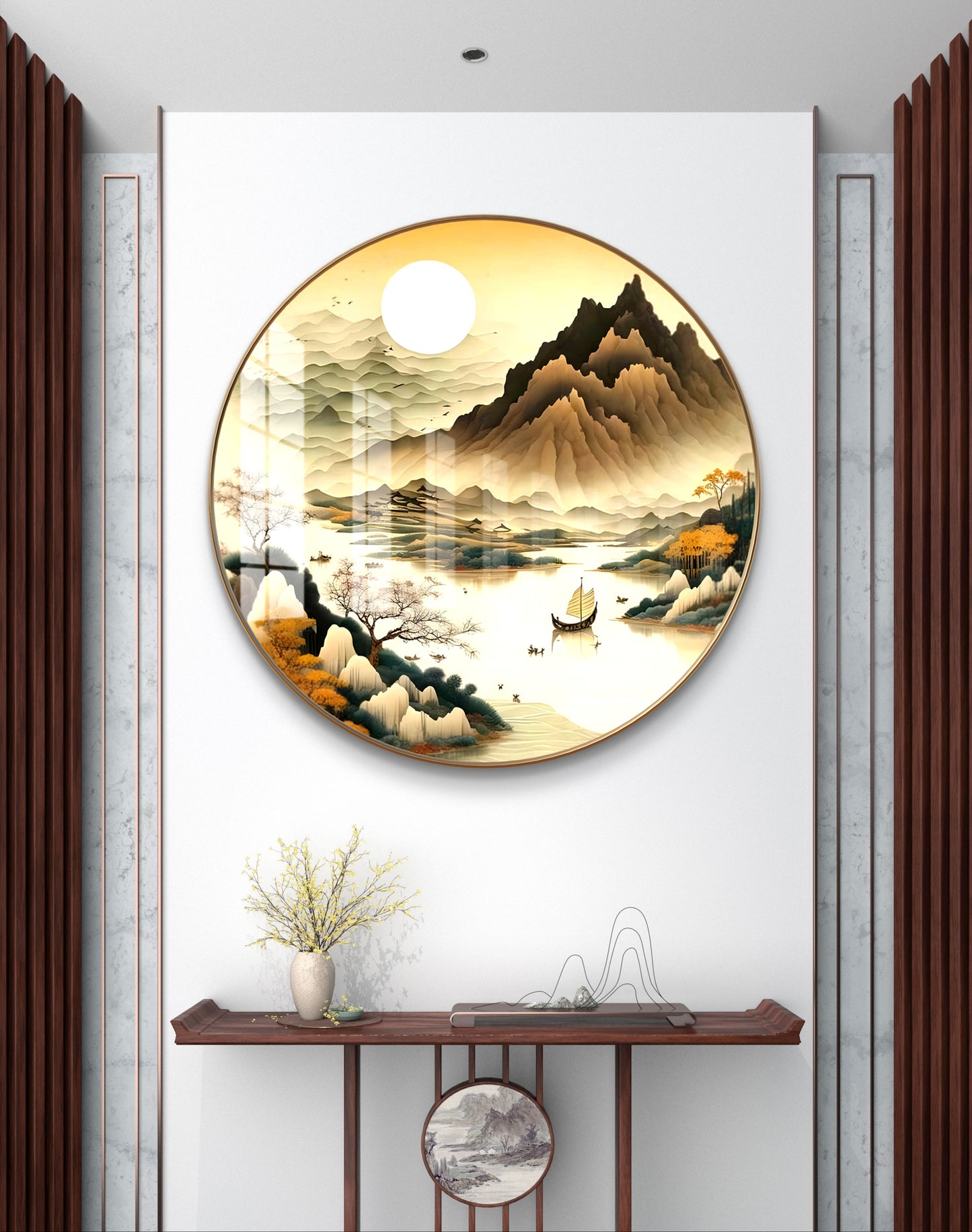 Round natural crystal resin art work