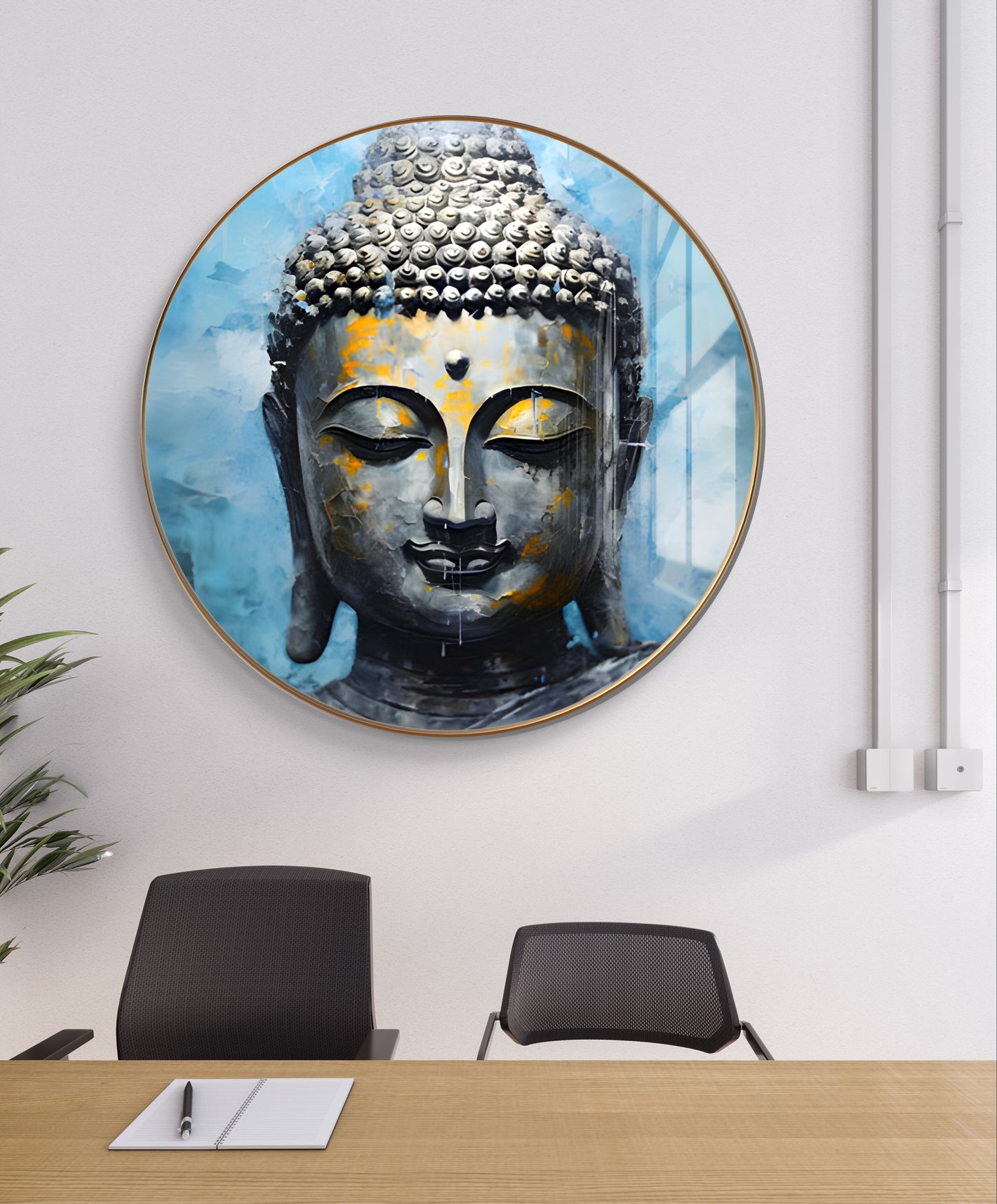 Round epoxy resin Buddha painting