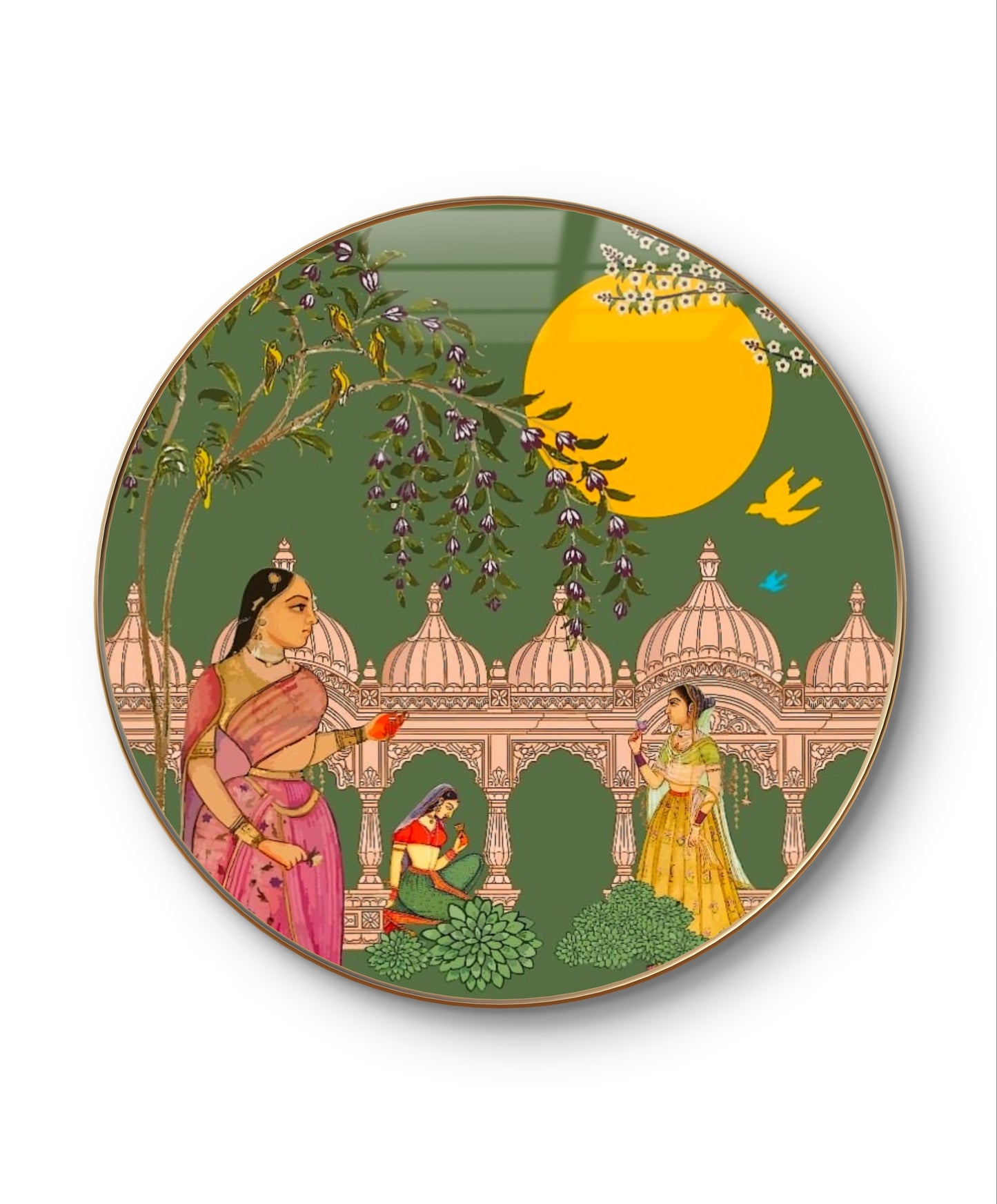 Round resin crystal Ragini traditional pichwai painting
