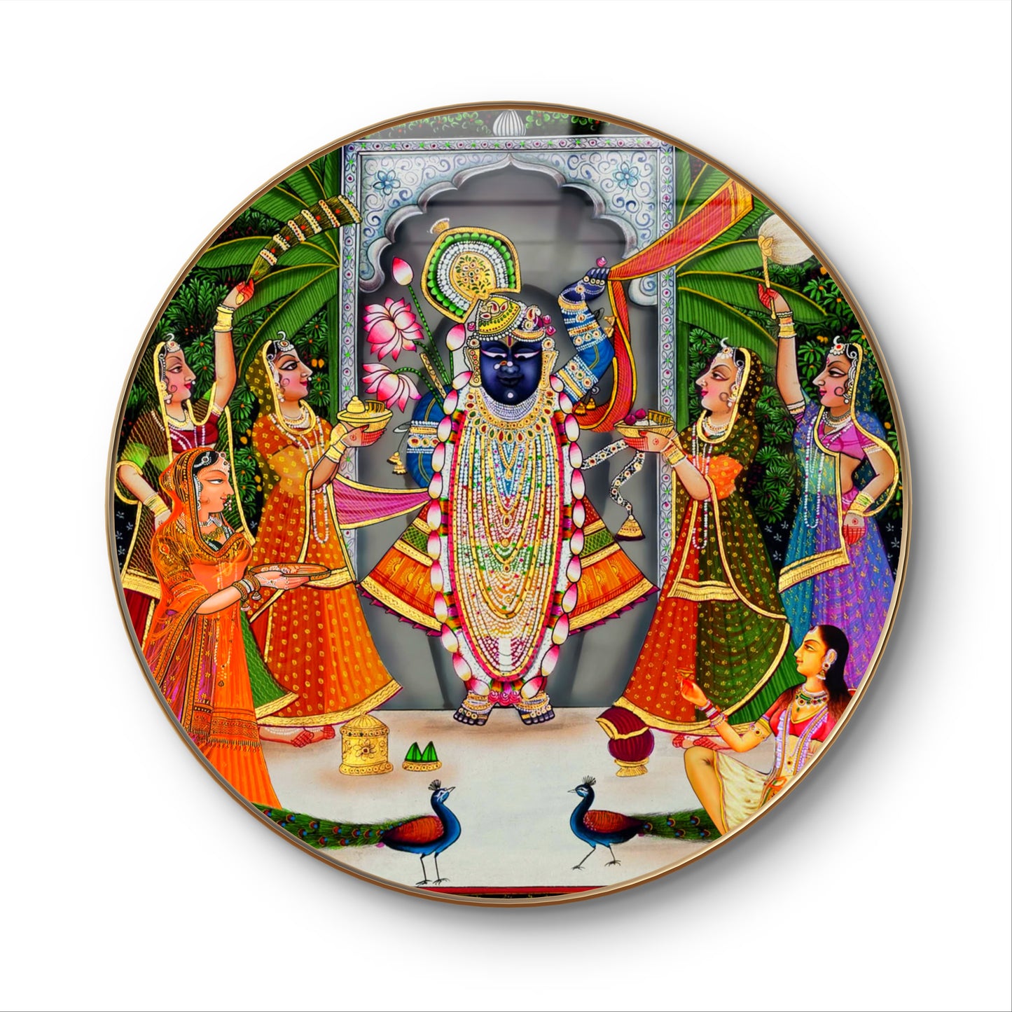 Round resin crystal sreentahji pichwai paintings