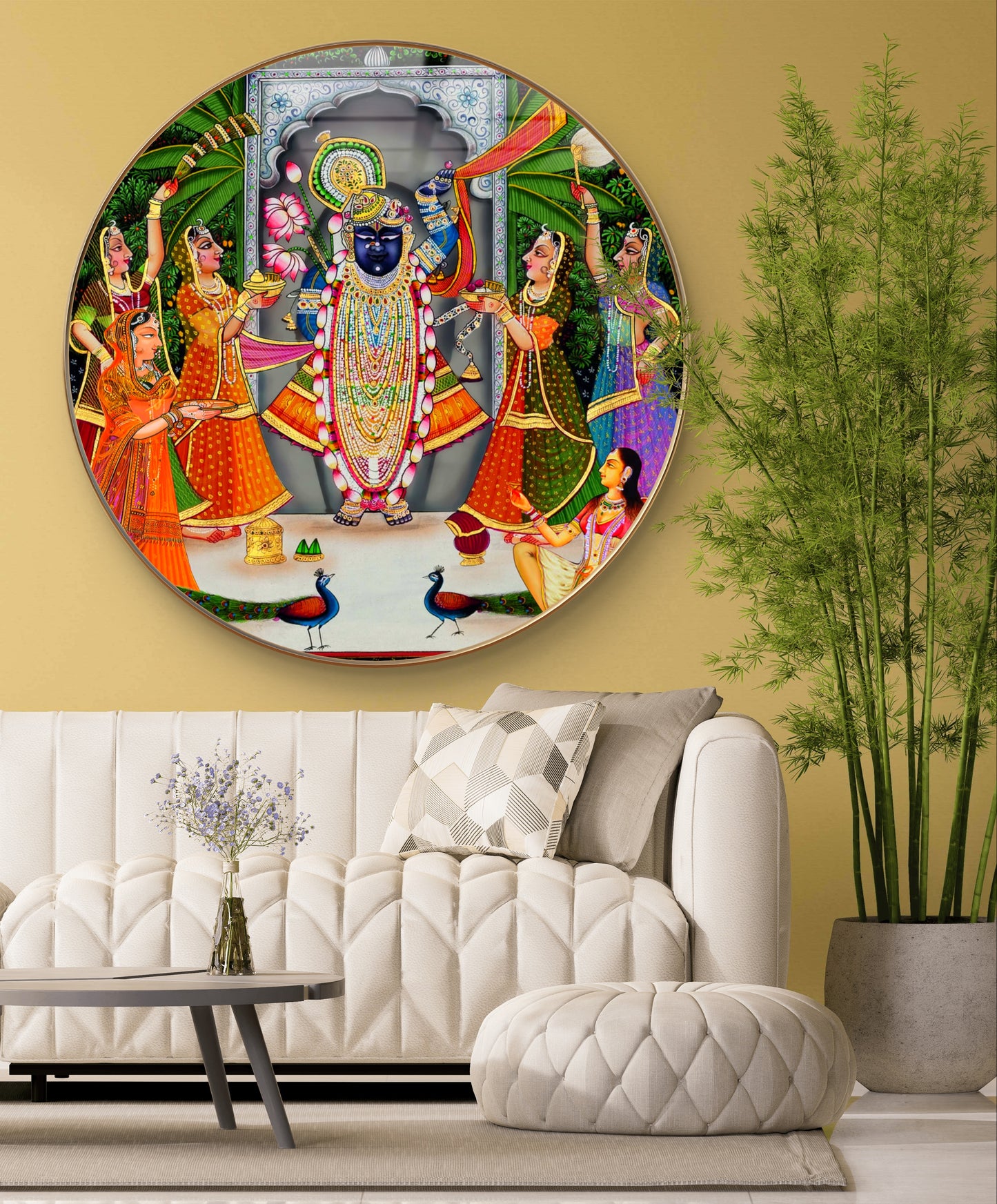 Round resin crystal sreentahji pichwai paintings