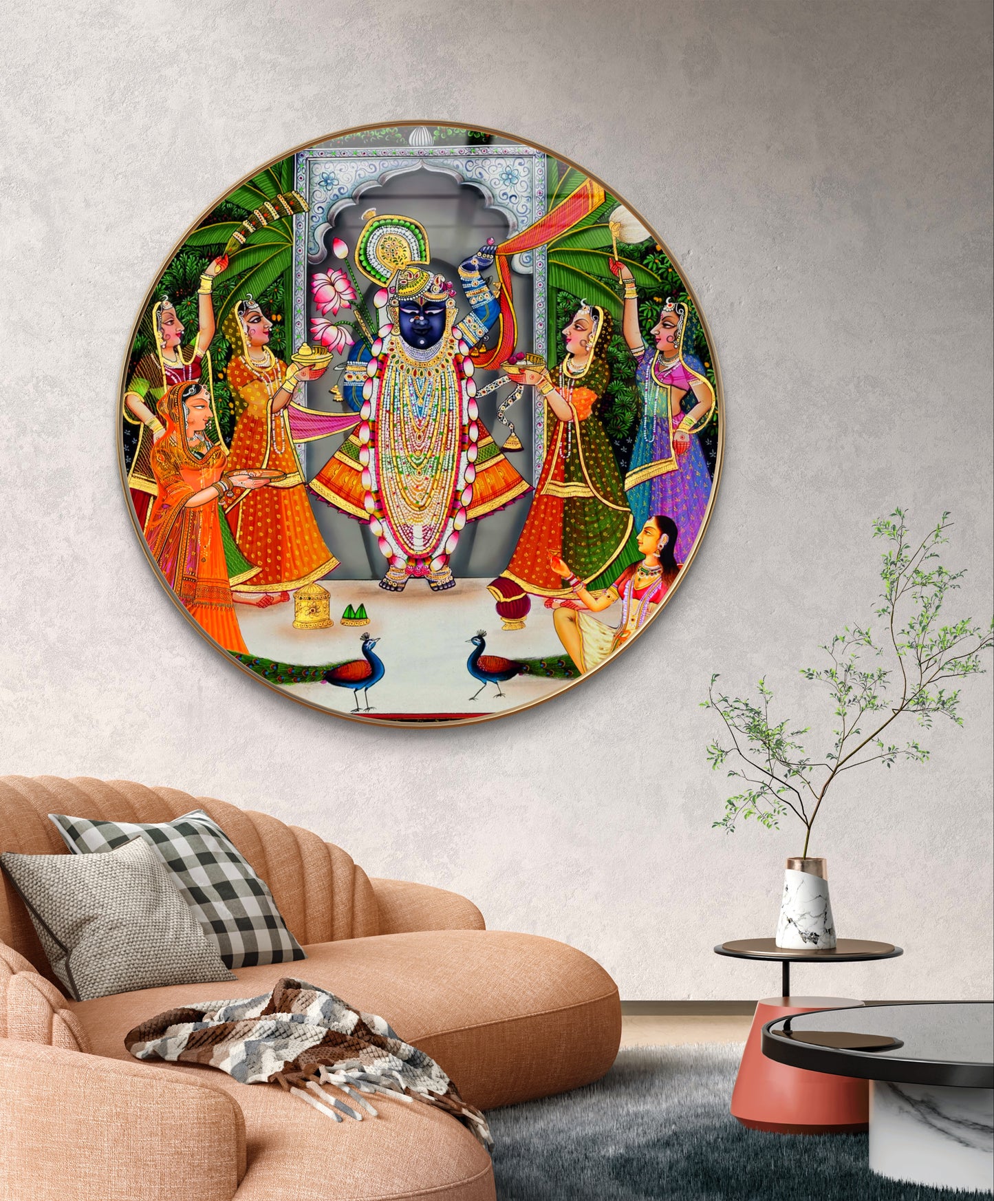 Round resin crystal sreentahji pichwai paintings
