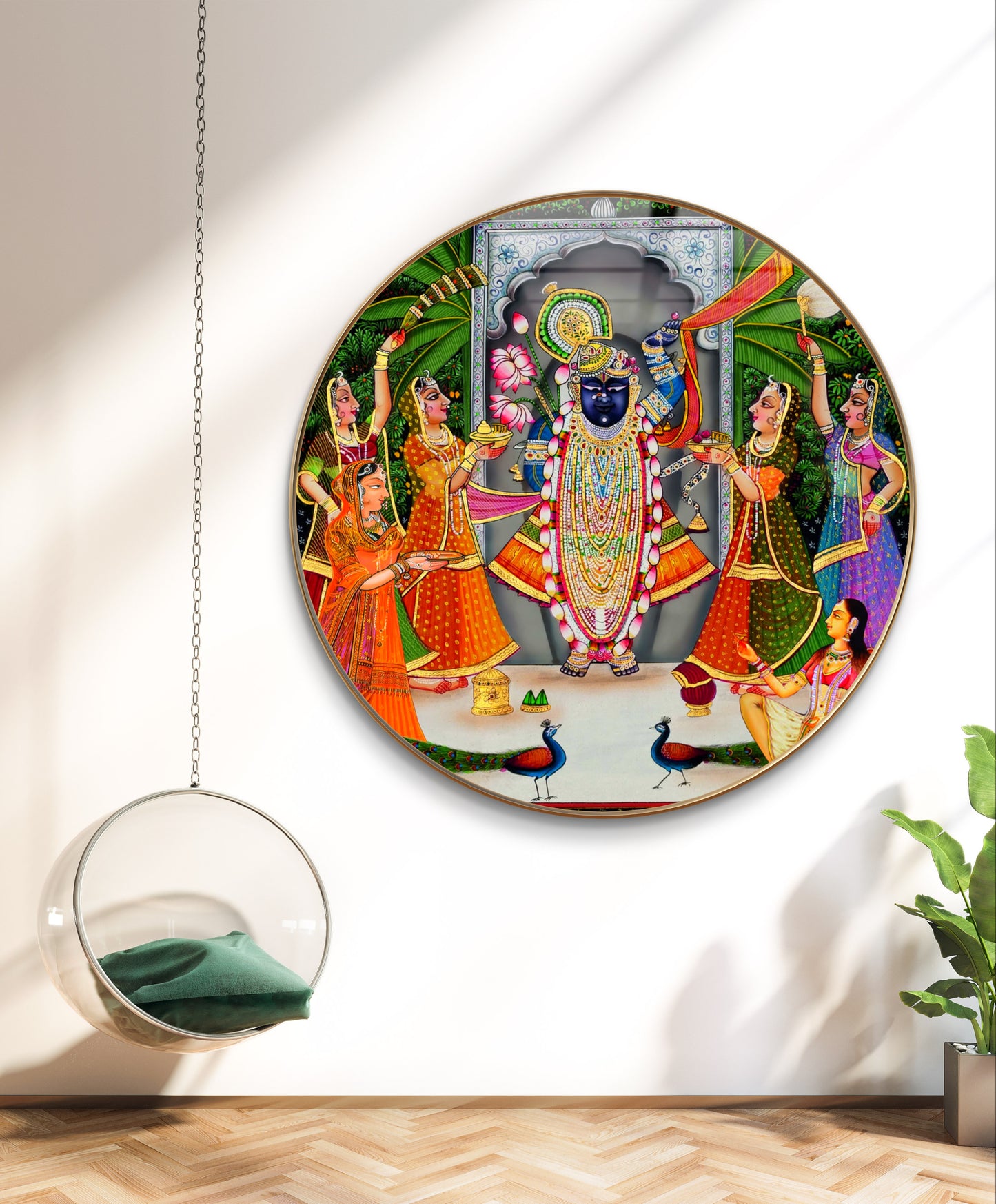 Round resin crystal sreentahji pichwai paintings