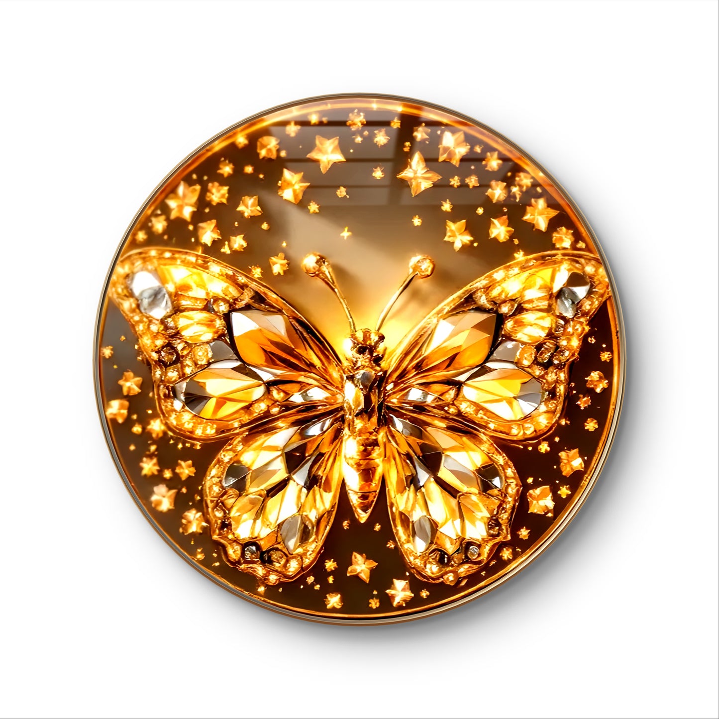 Round golden butterfly 3D embossed