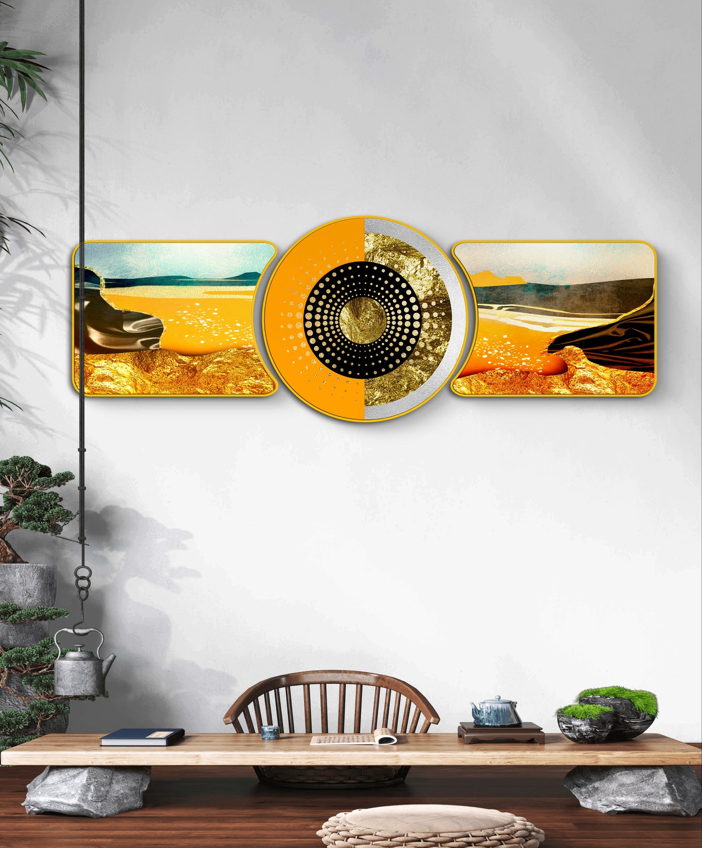Framed Crystal Glass Framed Wall Paintings For Wall Decoration at Home & Wall Decoration items - set of 3 abstract art