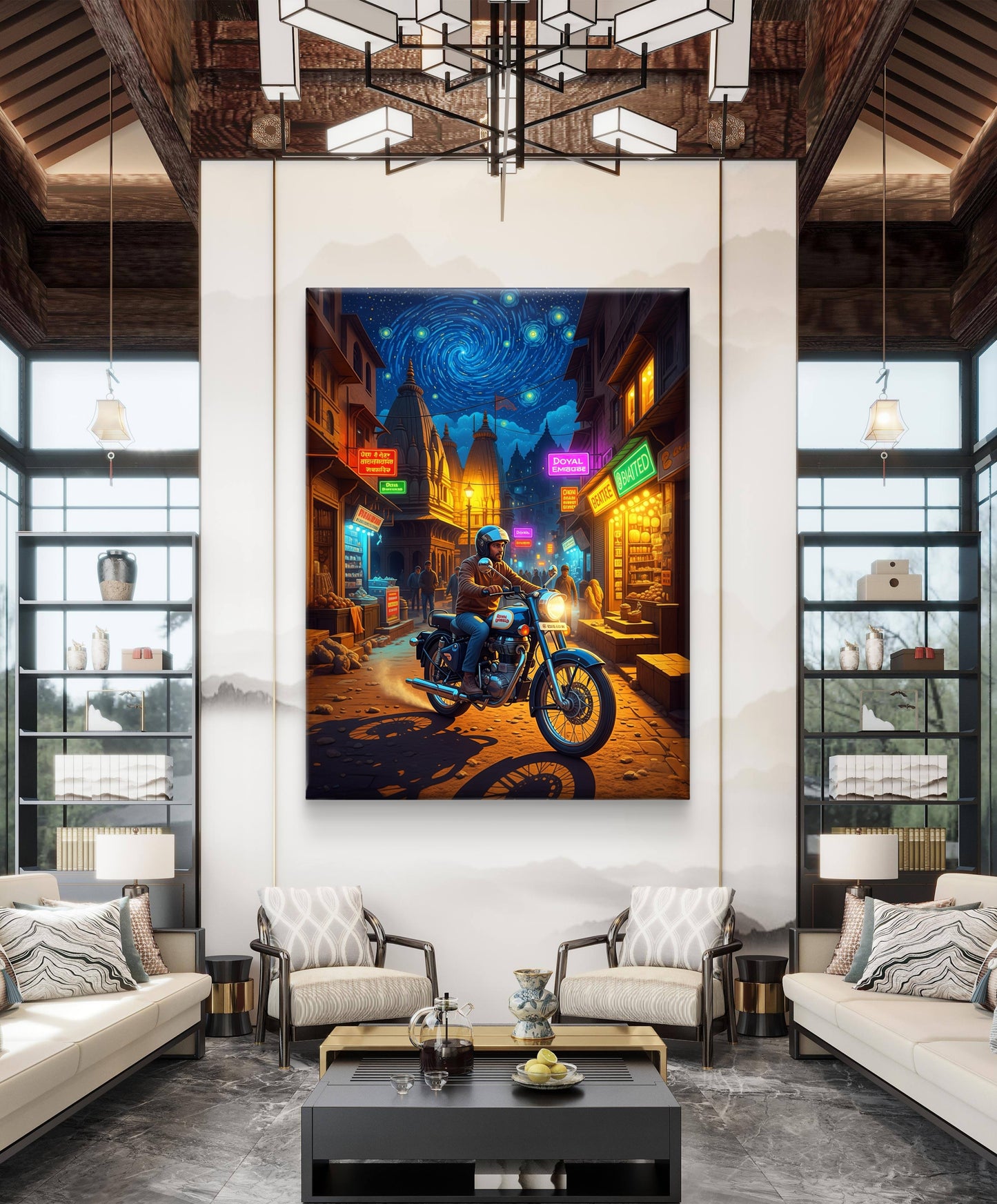 CANVAS PAINTING ( Night Ride Through the Bazaar )