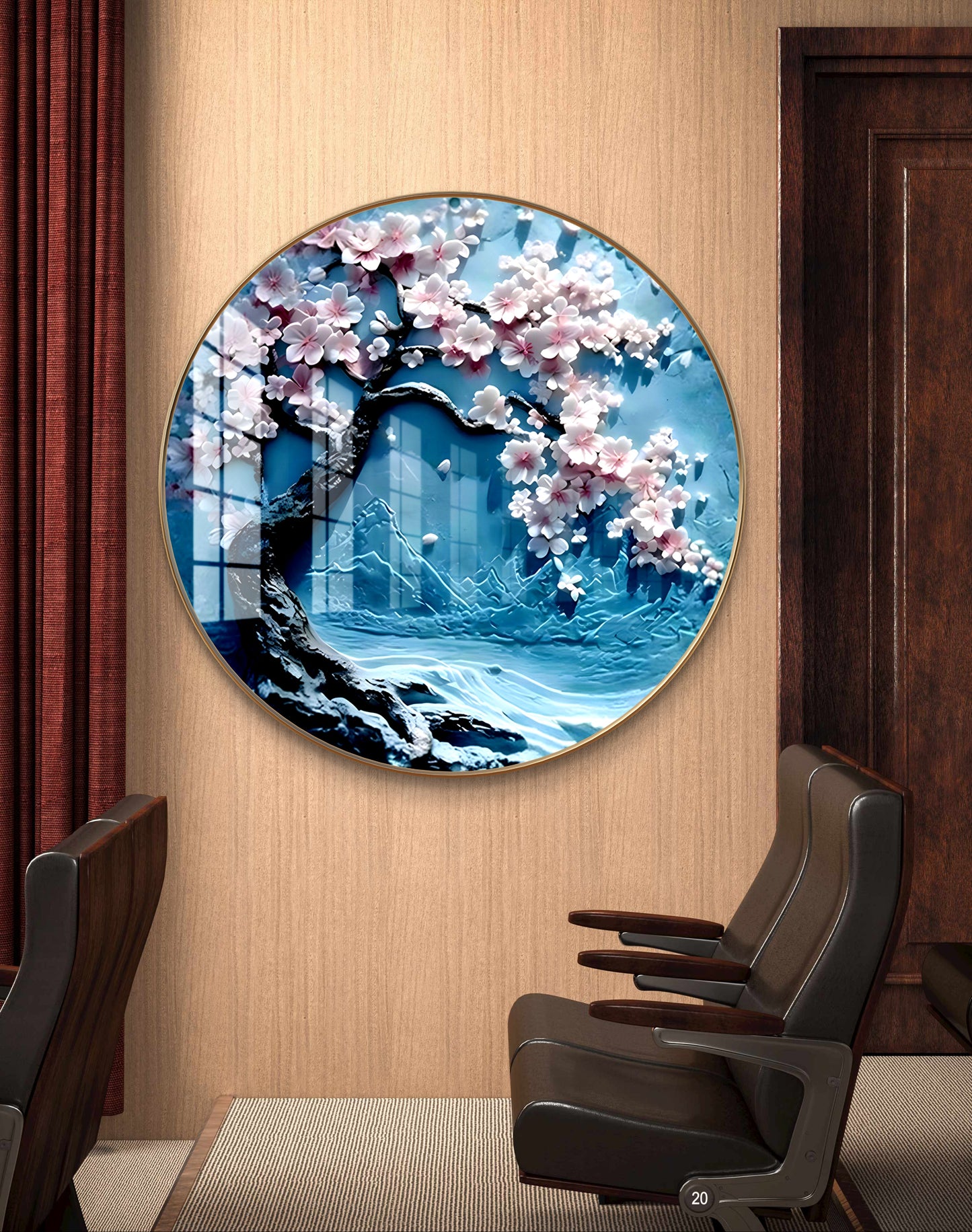Round floral cherry flowers crystal resin art work