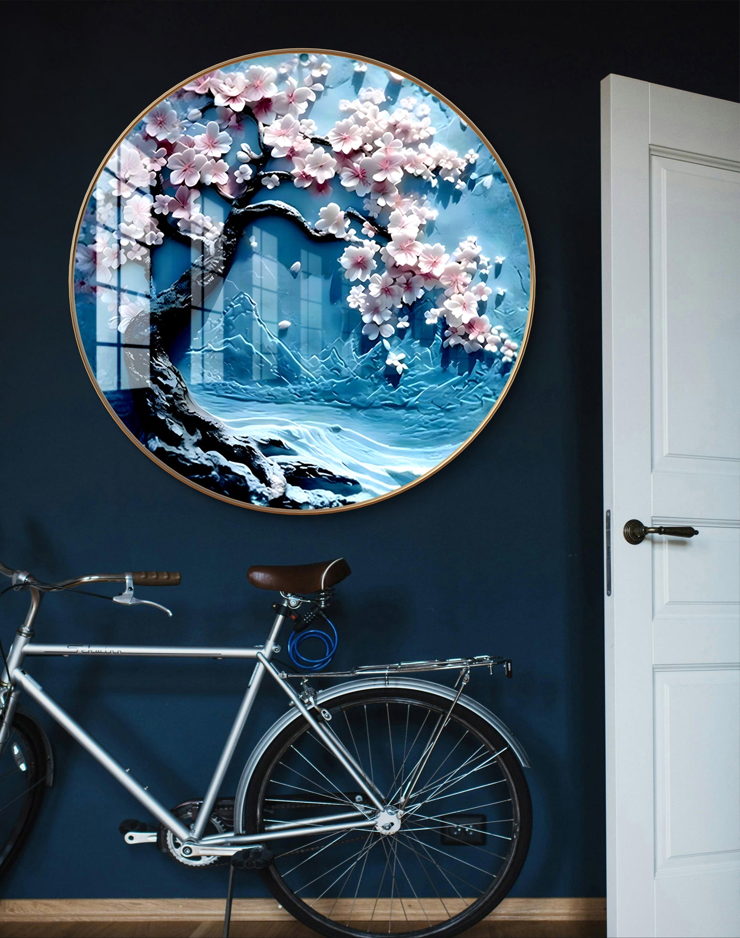 Round floral cherry flowers crystal resin art work