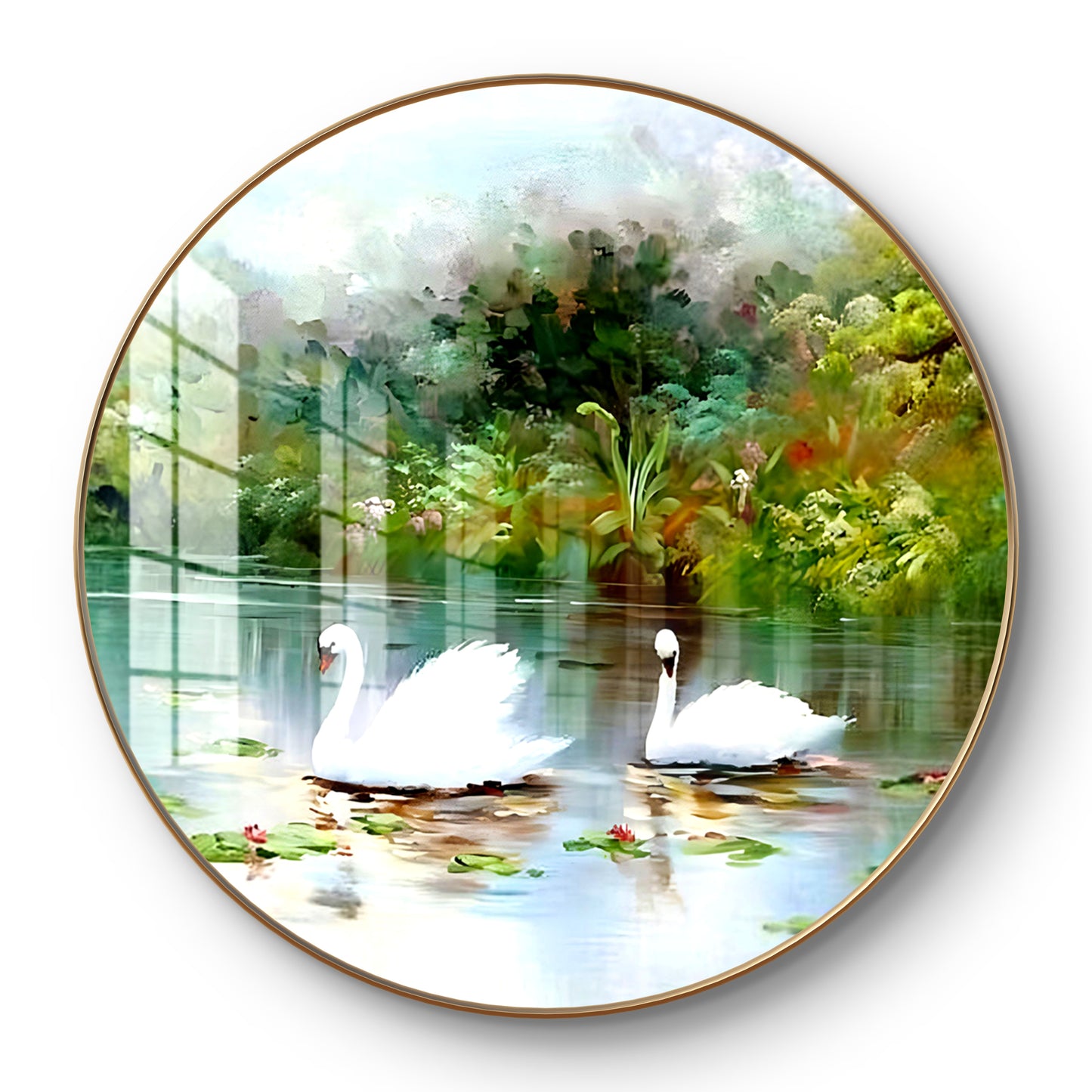 Round swan crystal resin art work