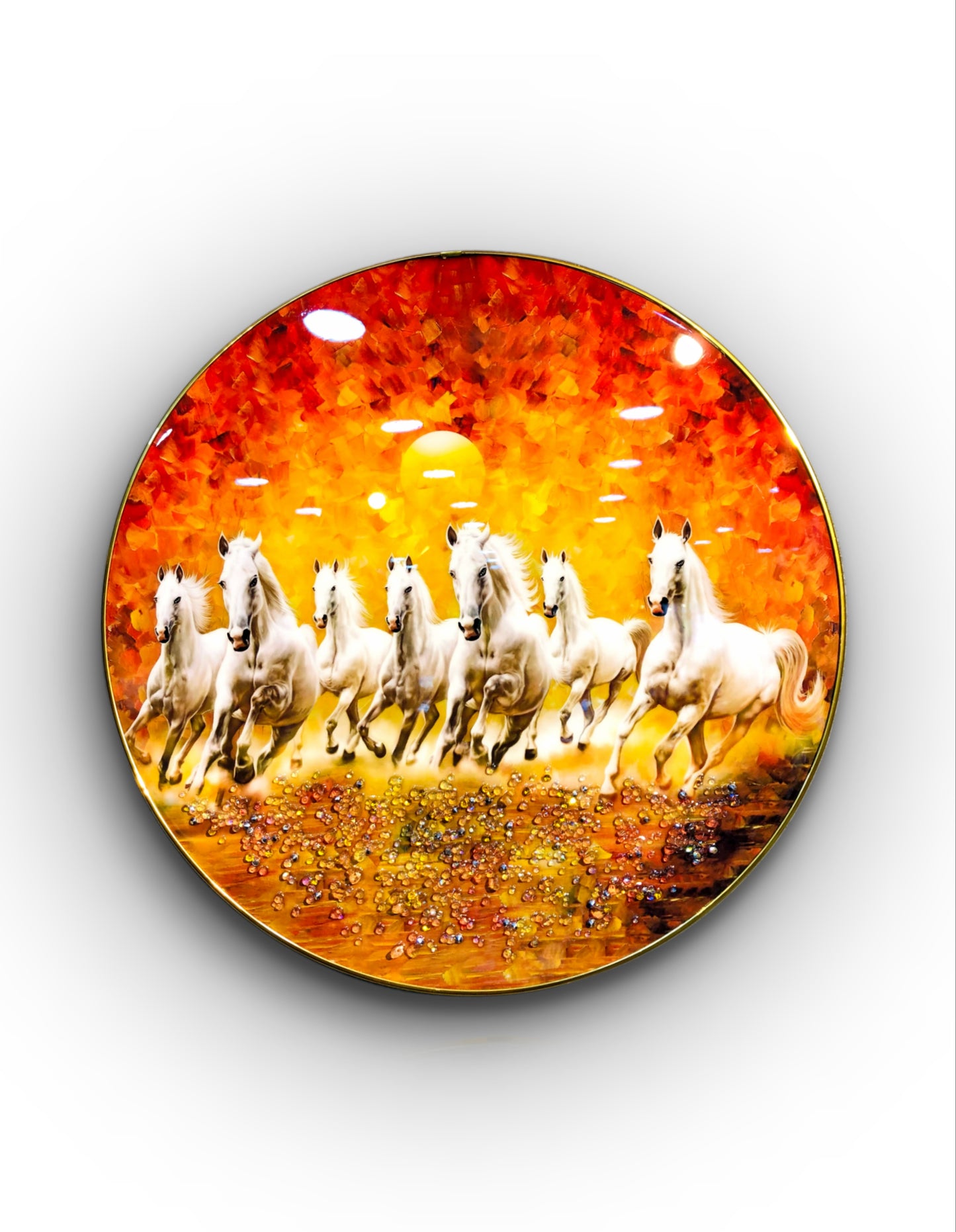 ROUND CRYSTAL RAISIN VIBRANT VASTU 7 WHITE HORSE