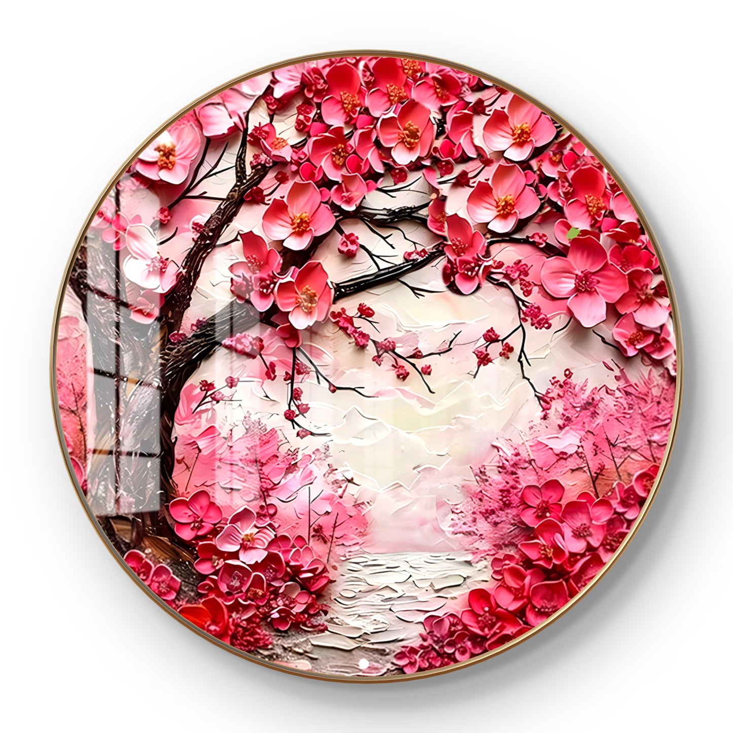 Round red shaded abstract tree crystal resin art work