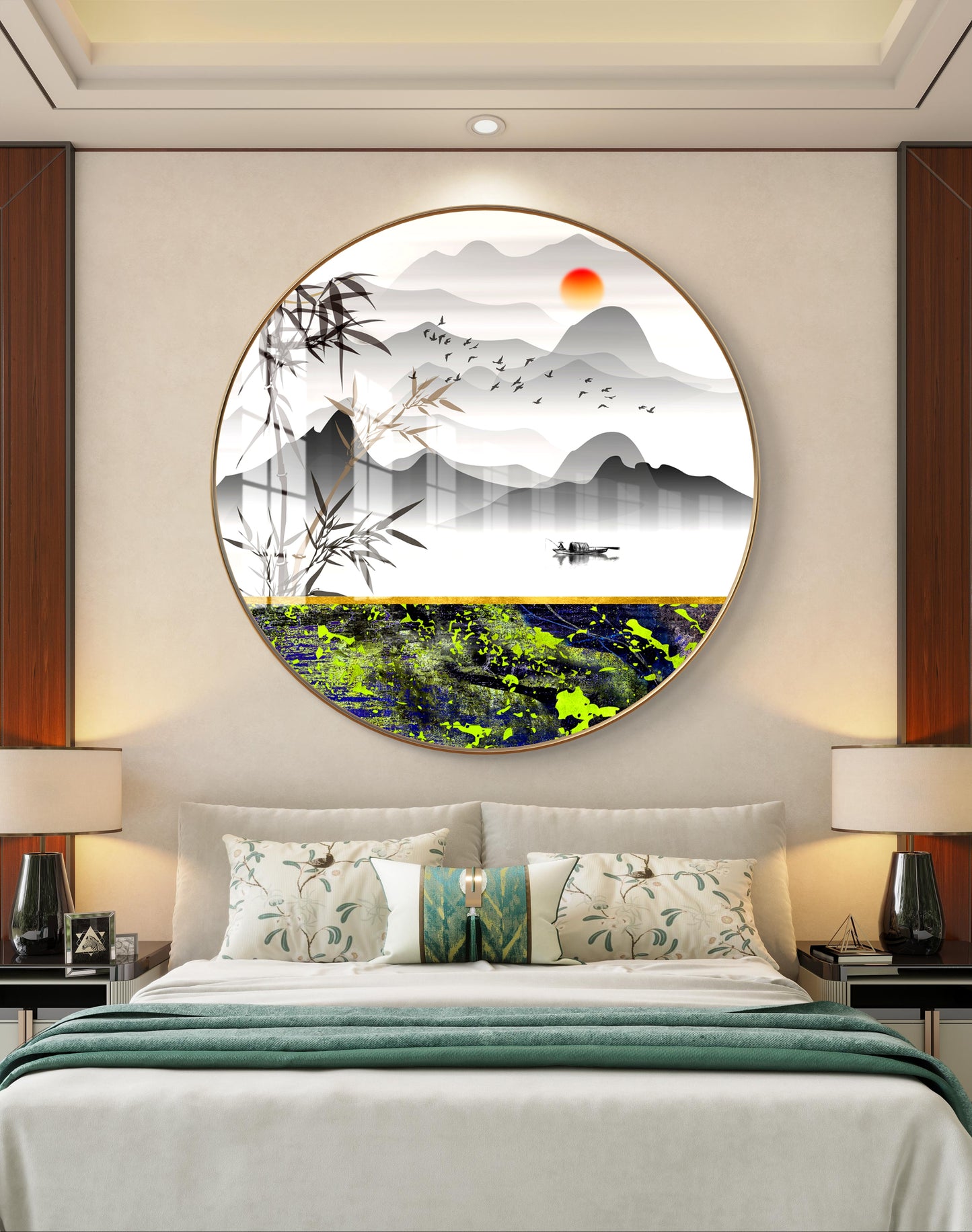 Round natural crystal resin art work