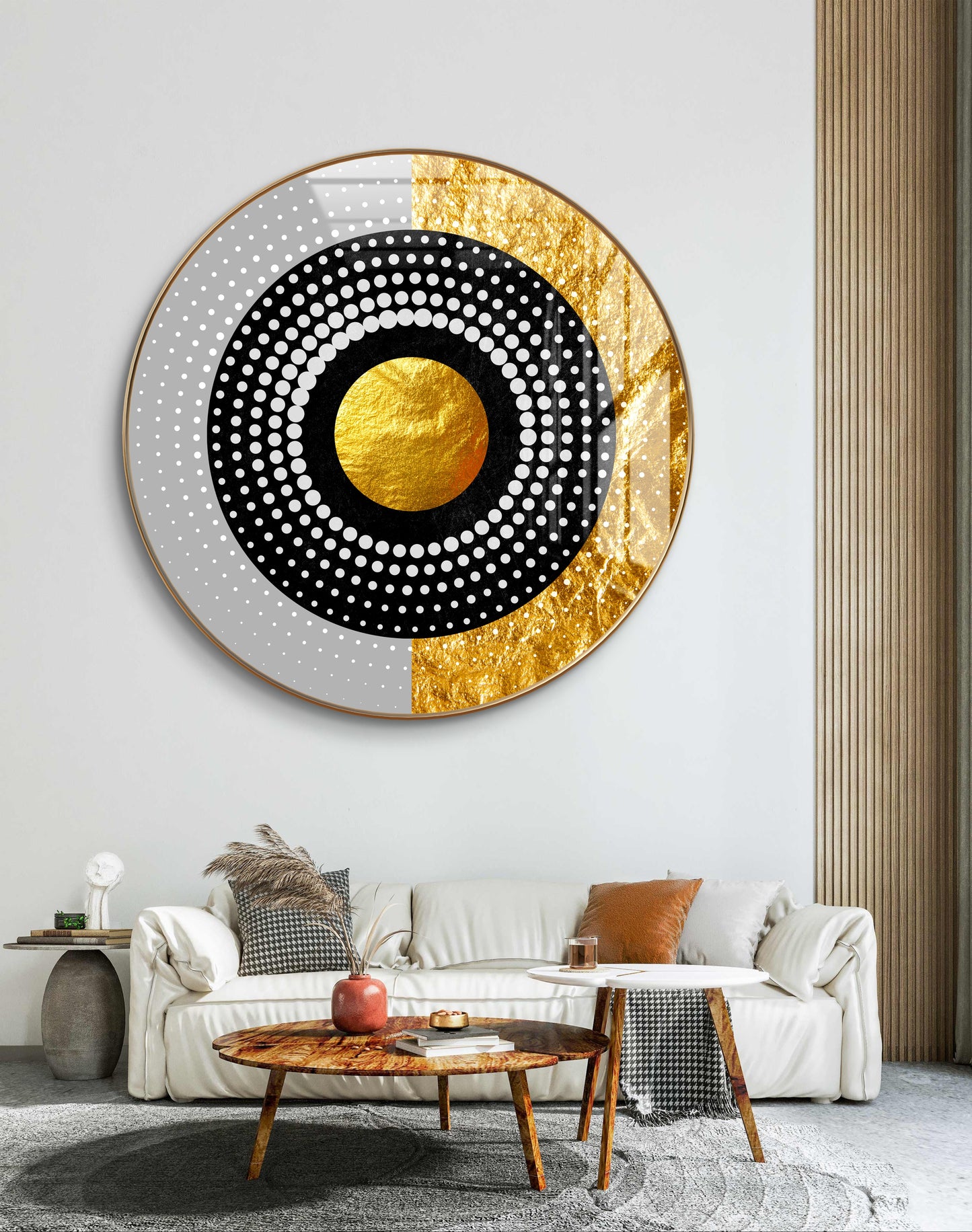 Round golden and silver spheres dots crystal resin