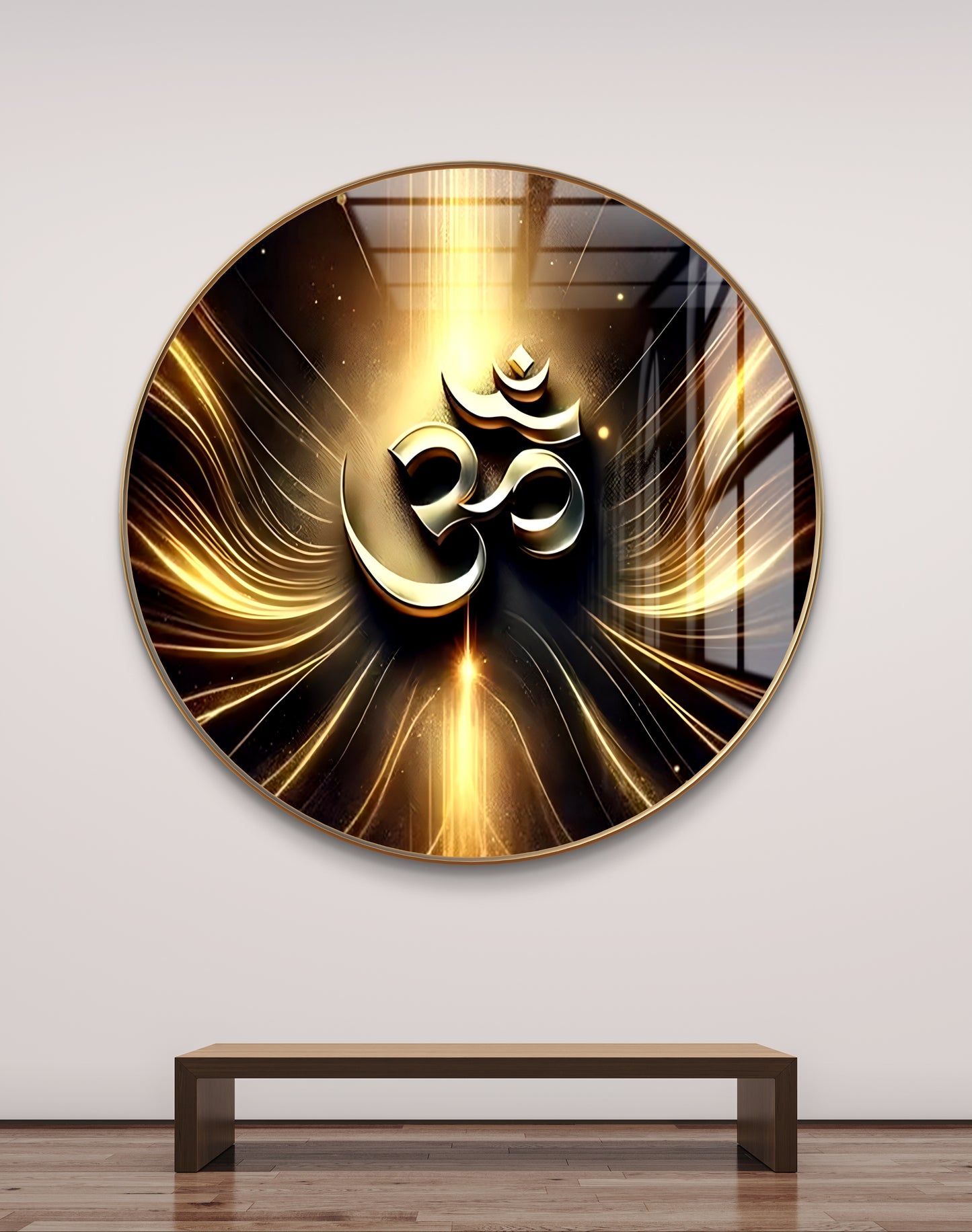 Round 3D gold om crystal resin