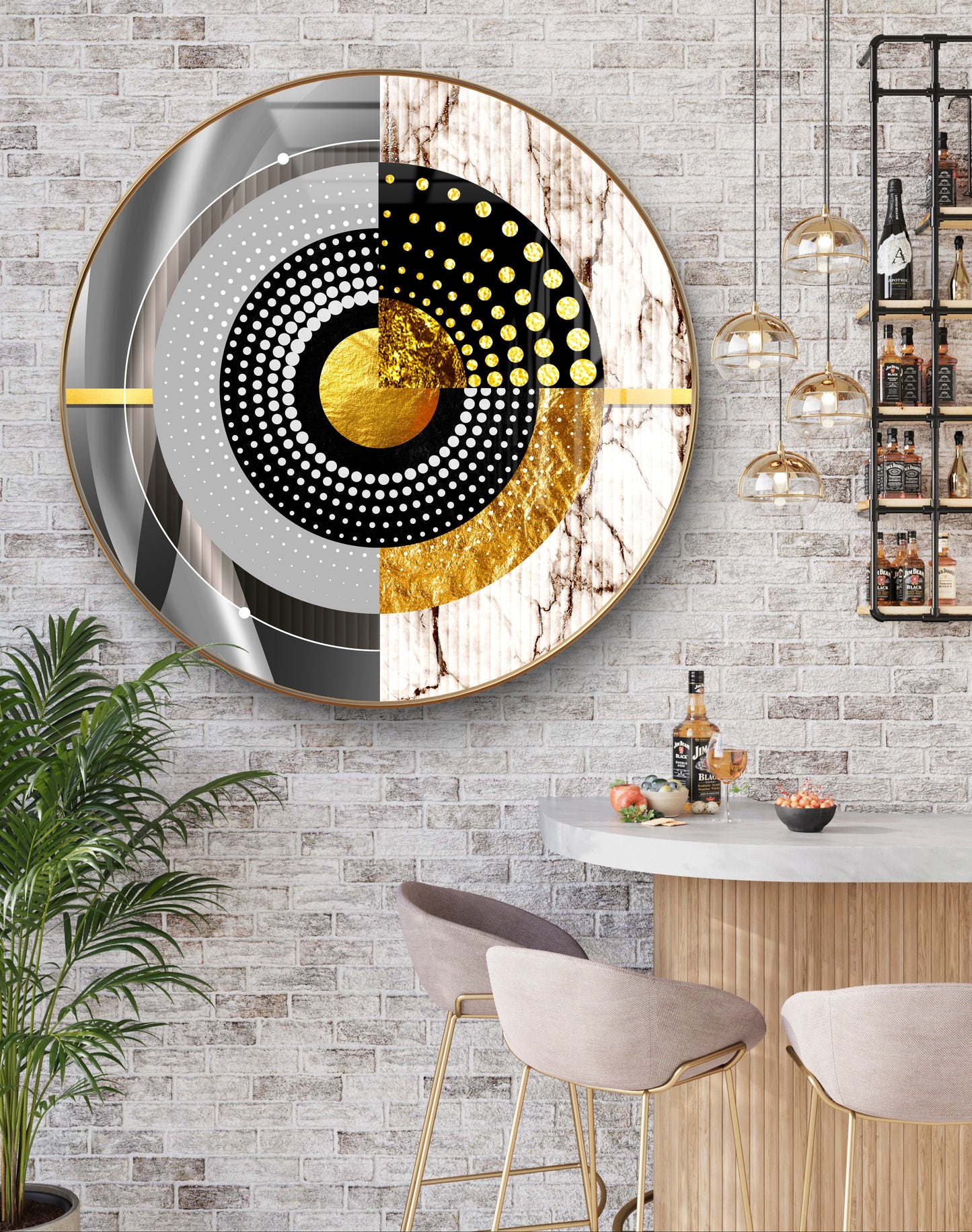 Round circle gold shape art crystal resin