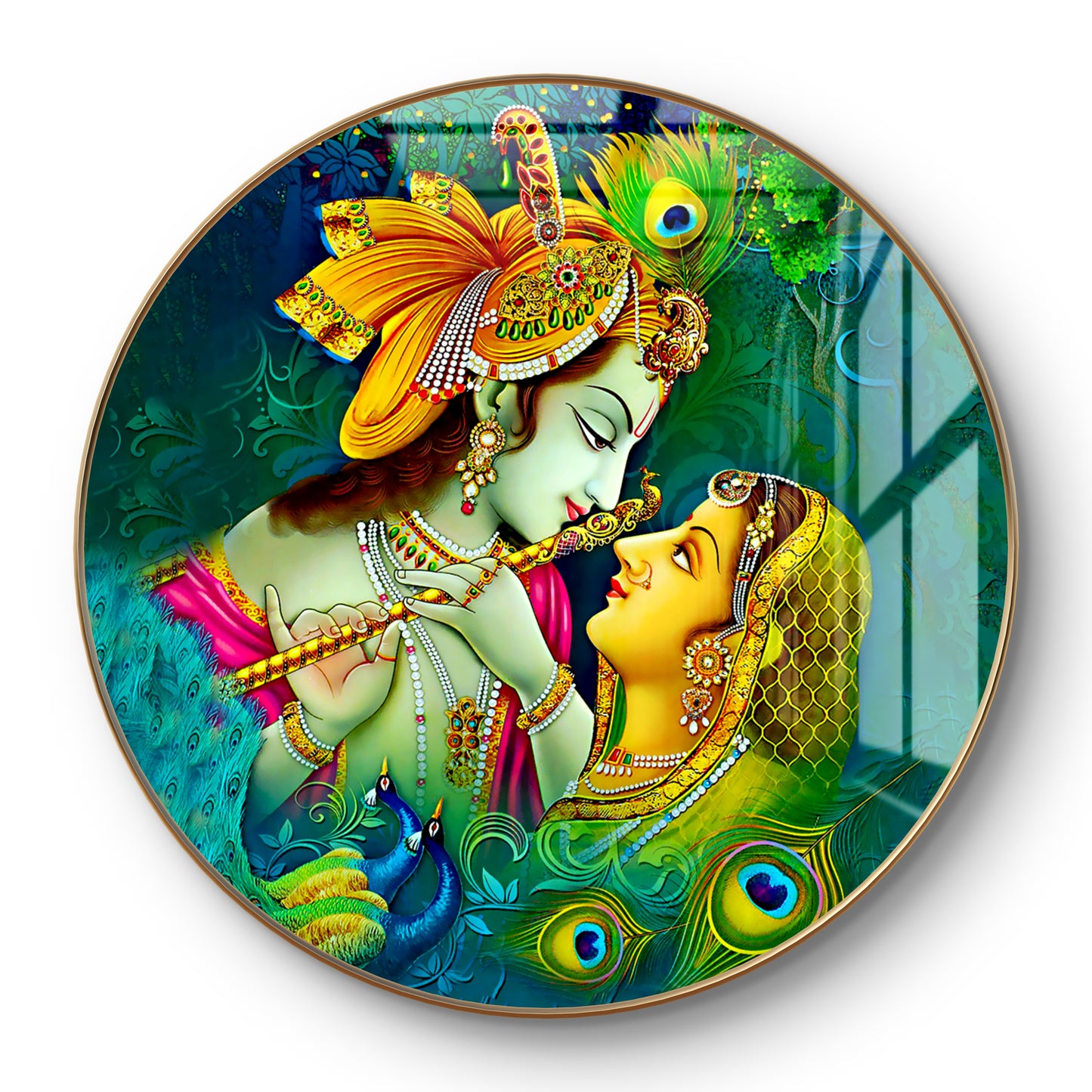 Round RK in green natural background crystal resin