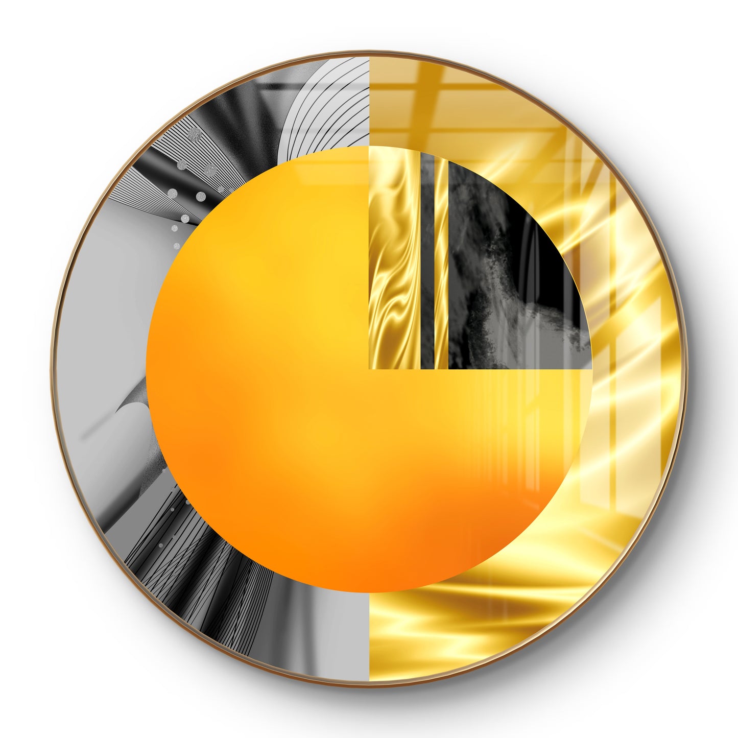 Round orange cut pizza shape abstract art crystal resin
