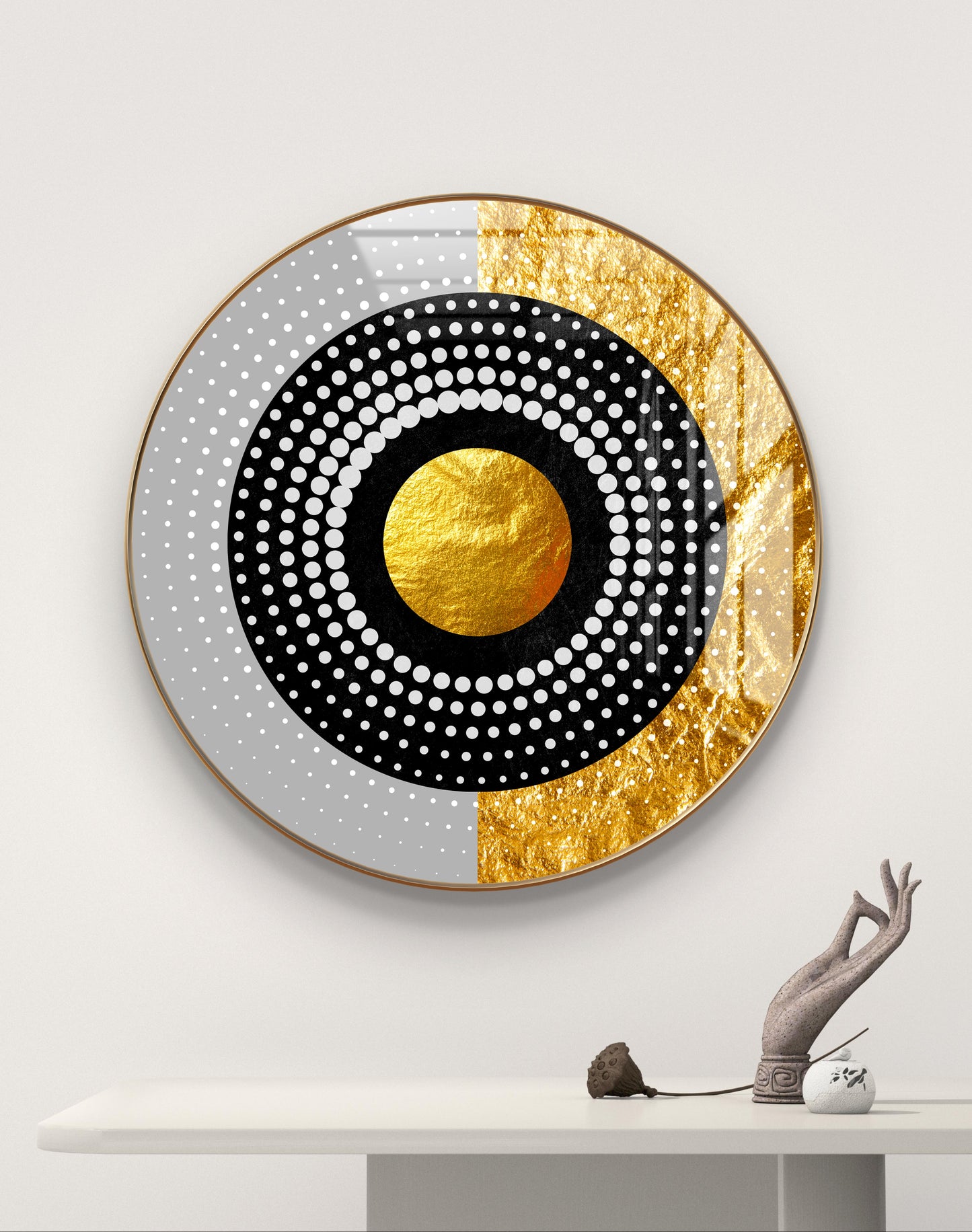 Round golden and silver spheres dots crystal resin