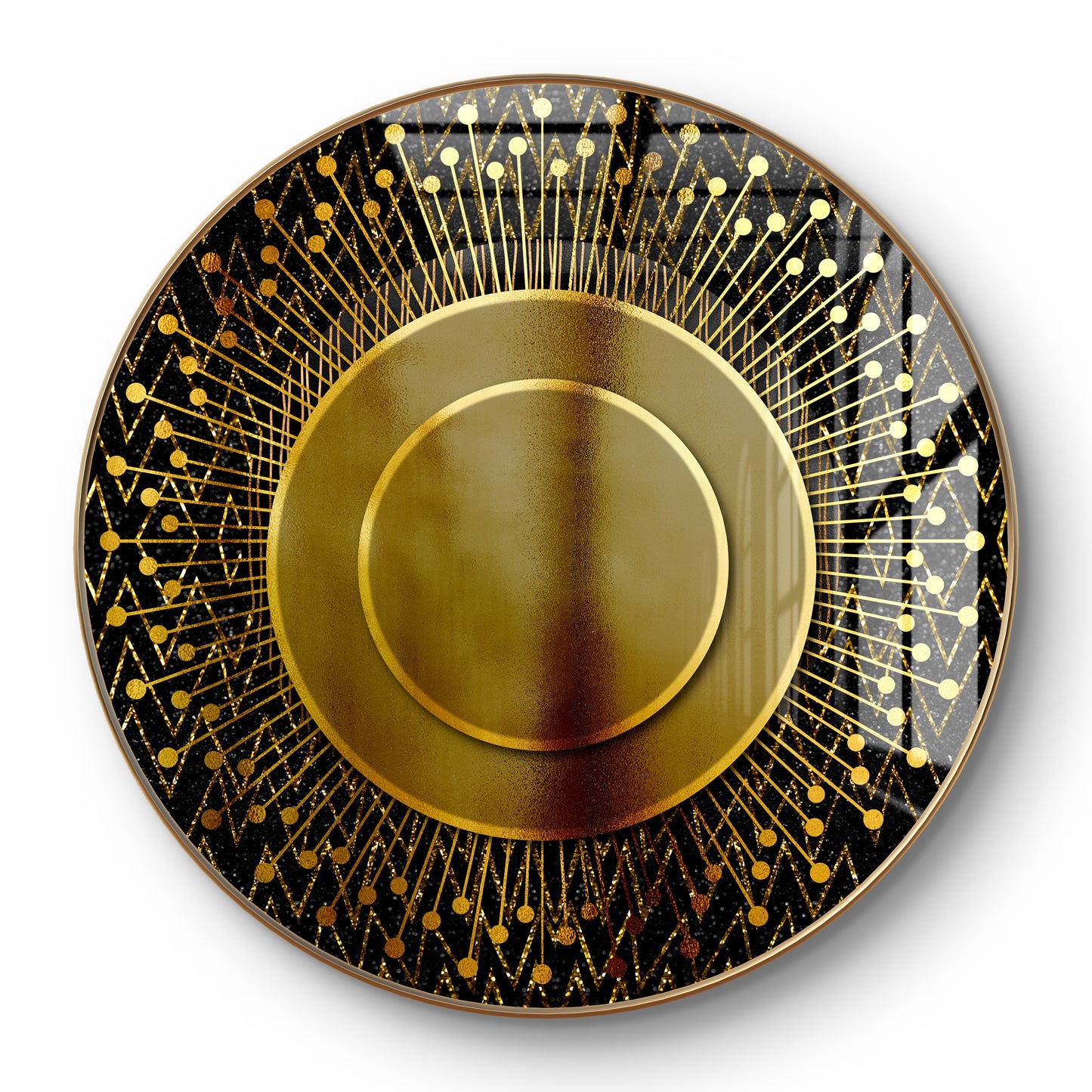 Round golden abstract spheres crystal resin