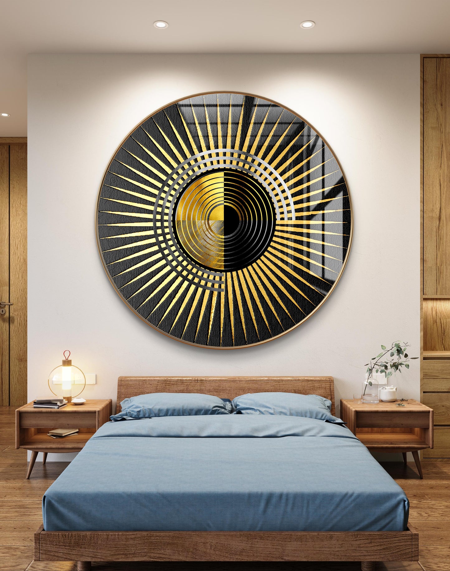 Round golden & black abstract spheres crystal resin