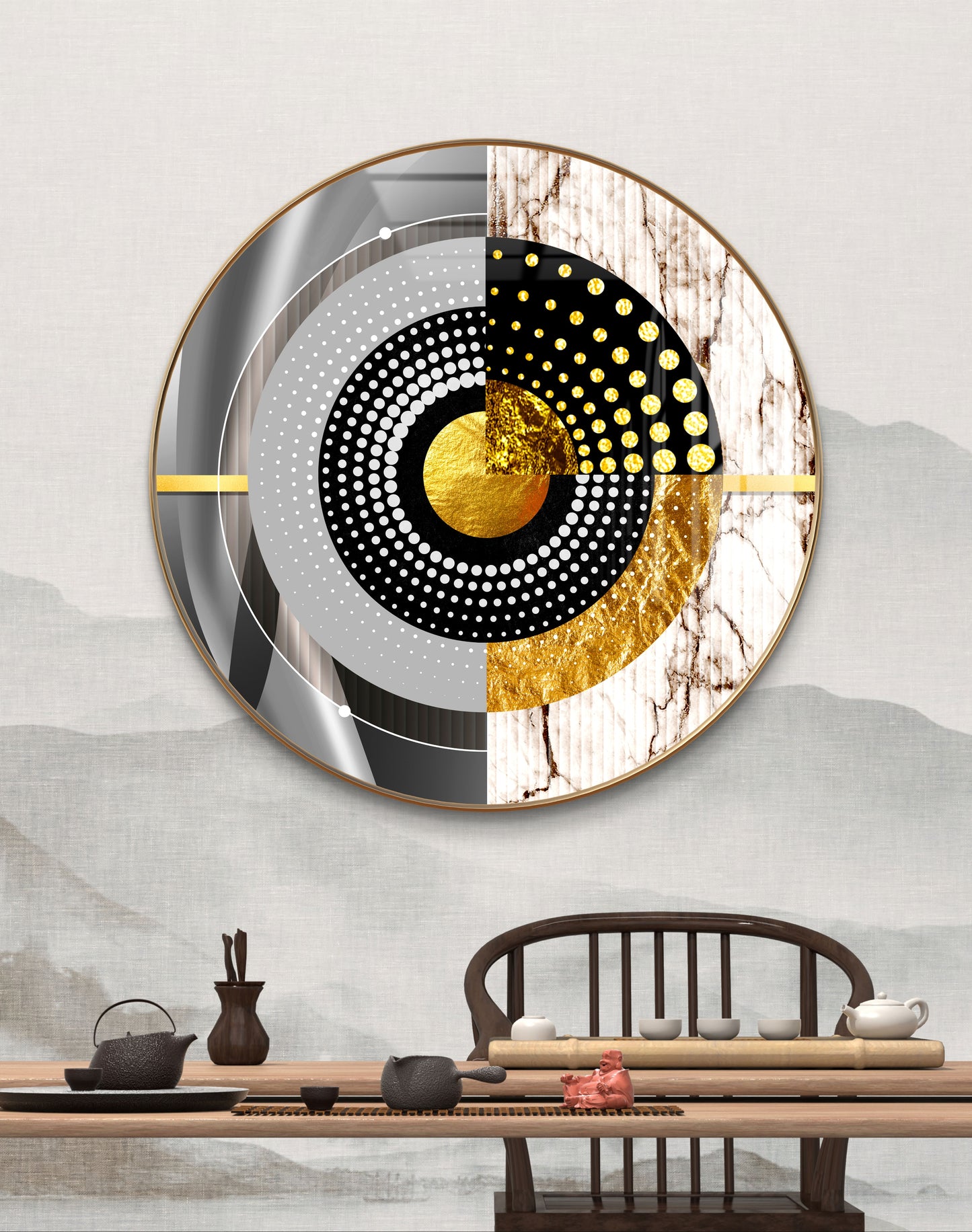 Round circle gold shape art crystal resin