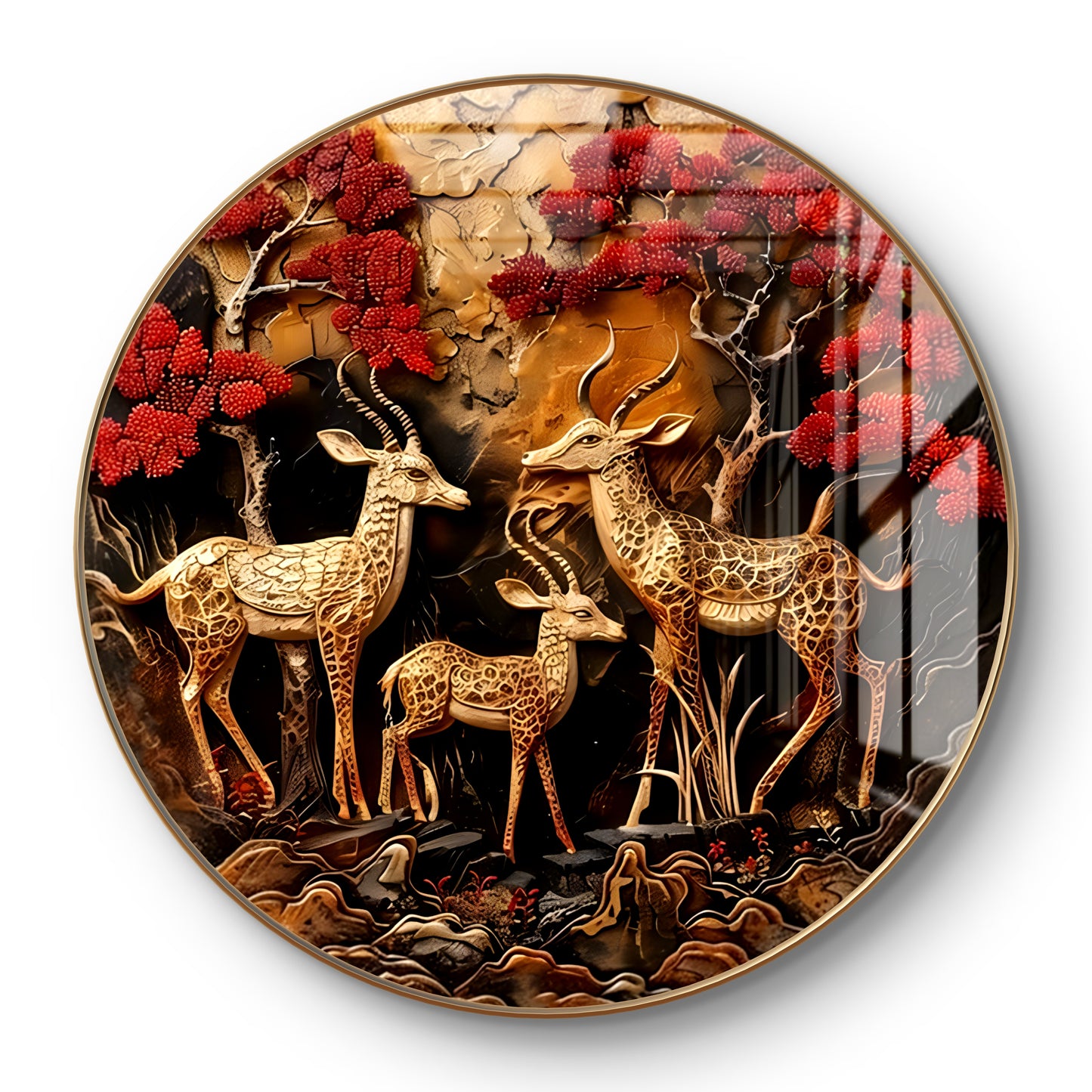 Round cooper 3D deer crystal resin