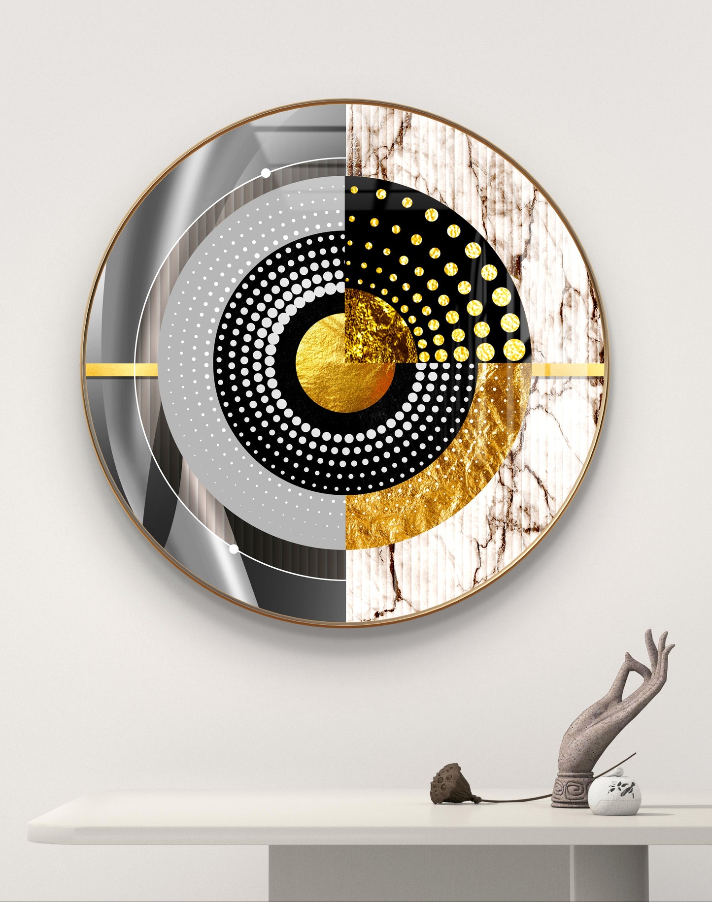 Round circle gold shape art crystal resin