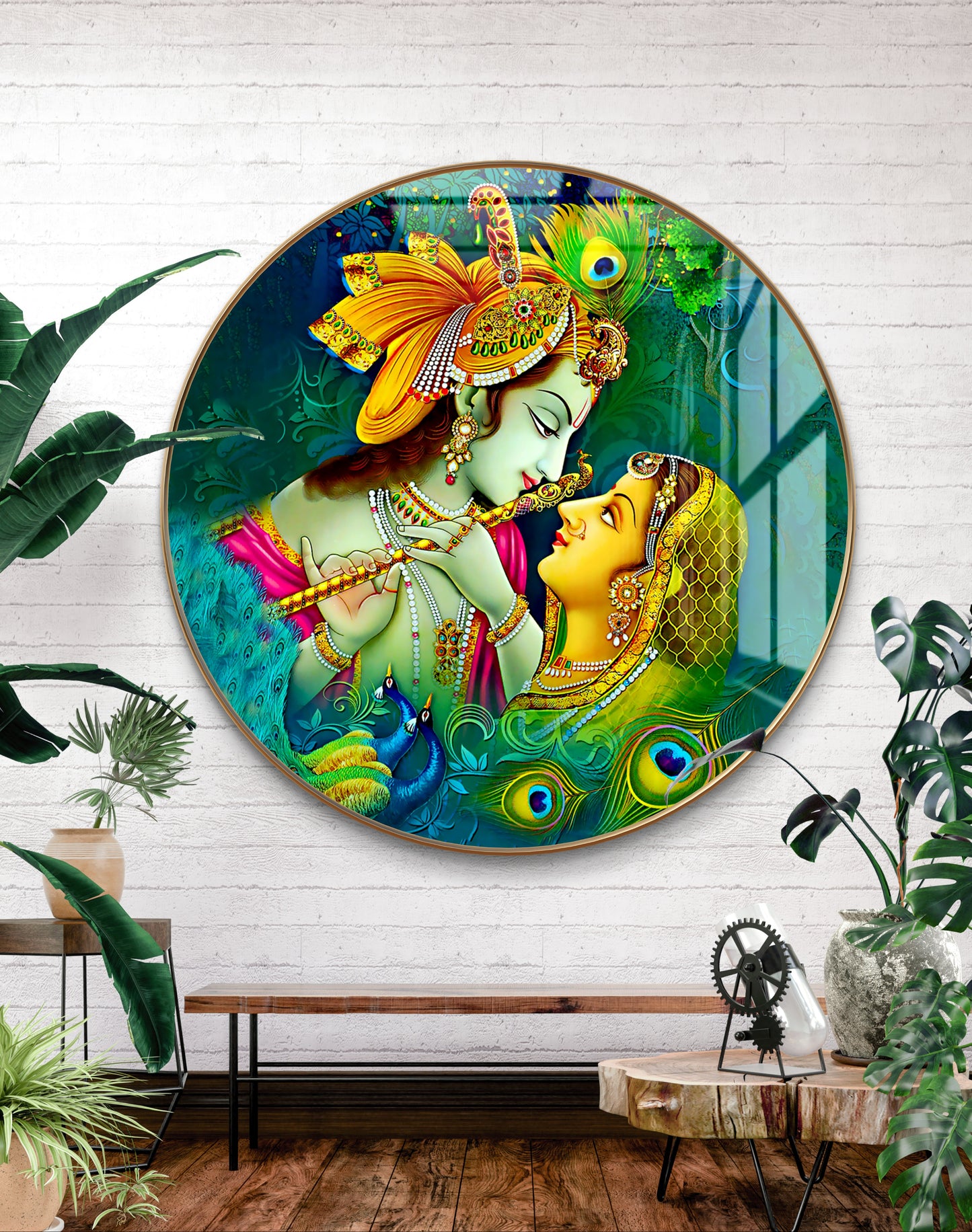 Round RK in green natural background crystal resin