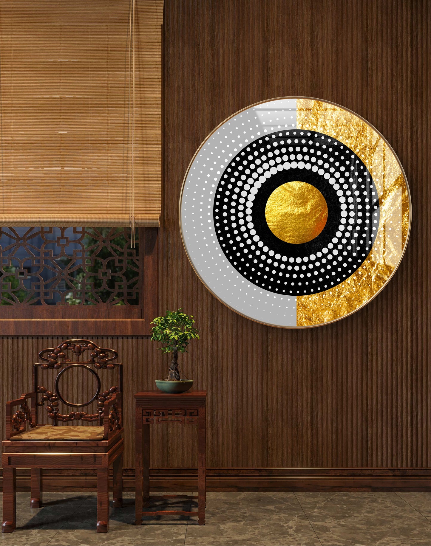 Round golden and silver spheres dots crystal resin
