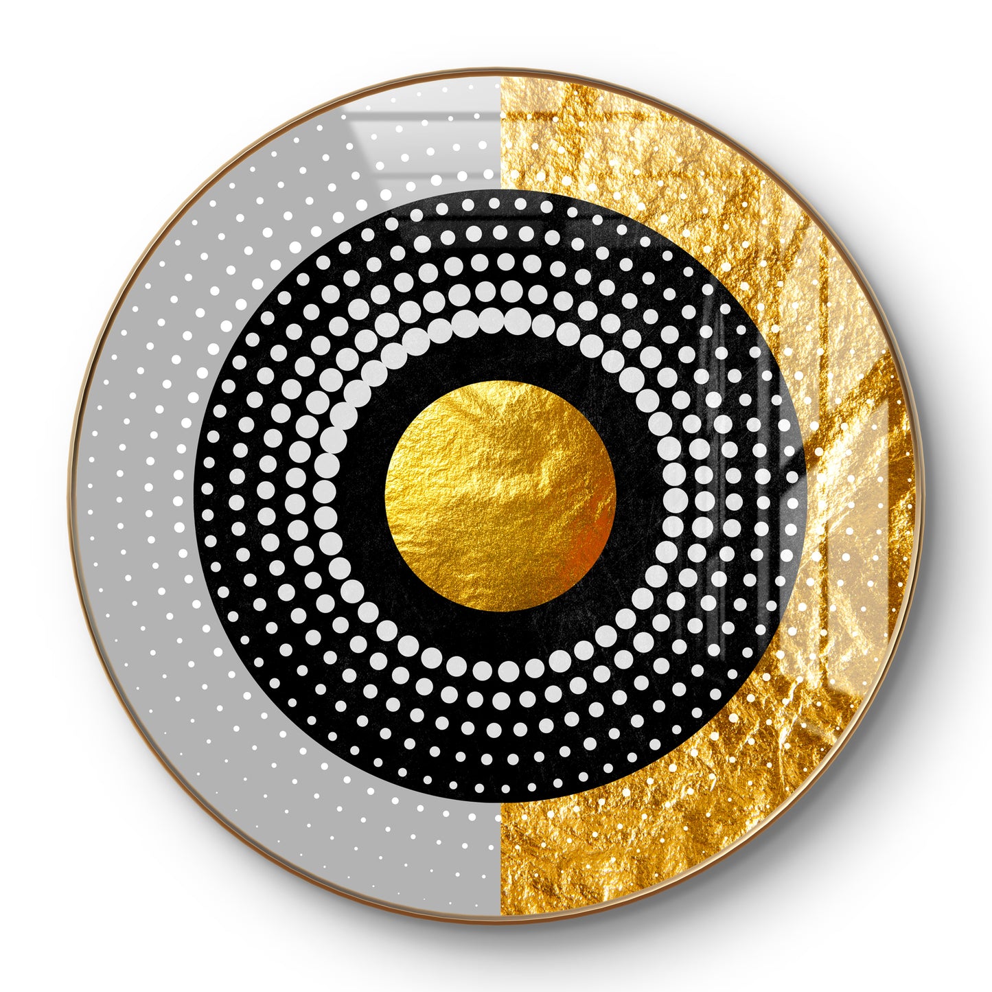 Round golden and silver spheres dots crystal resin