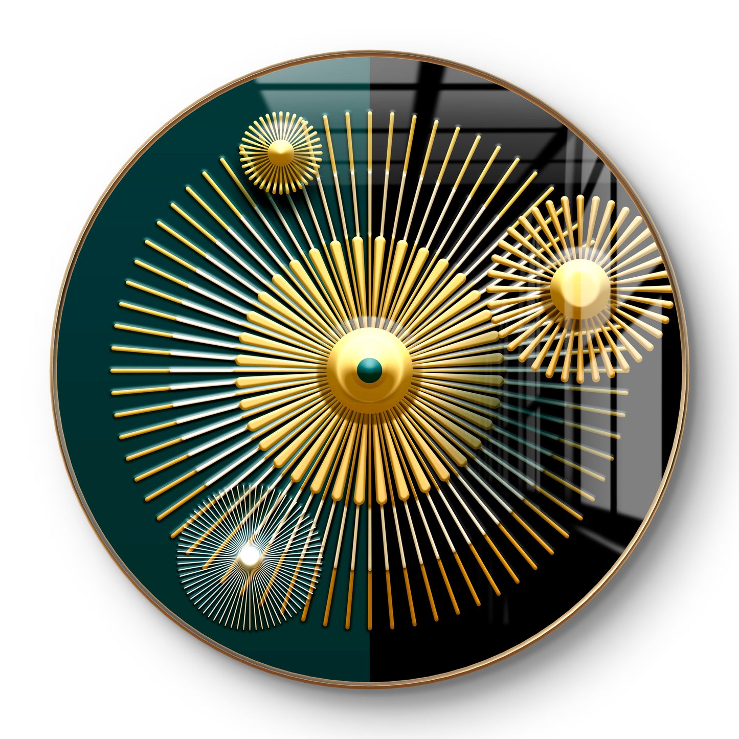 Round golden sphere lines abstract art crystal resin