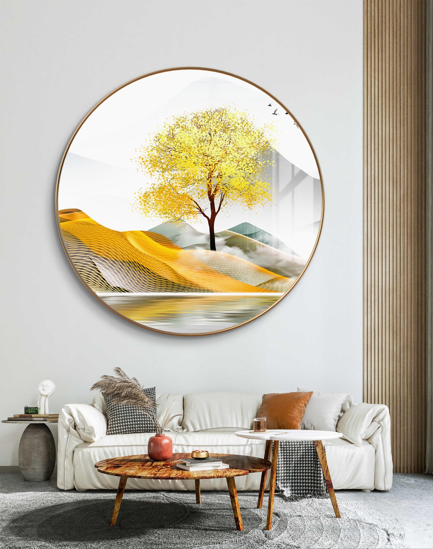 Round aesthetic natural painting crystal resin