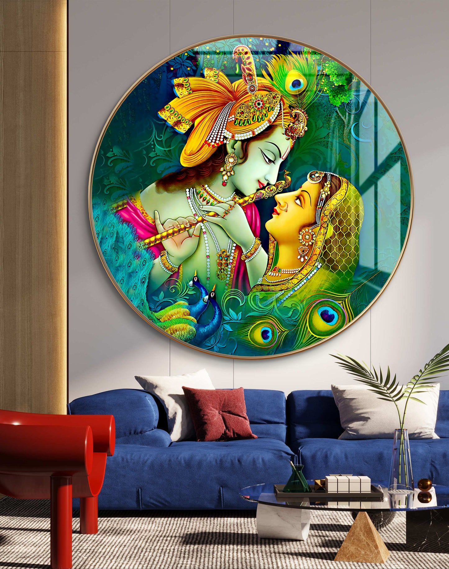 Round RK in green natural background crystal resin