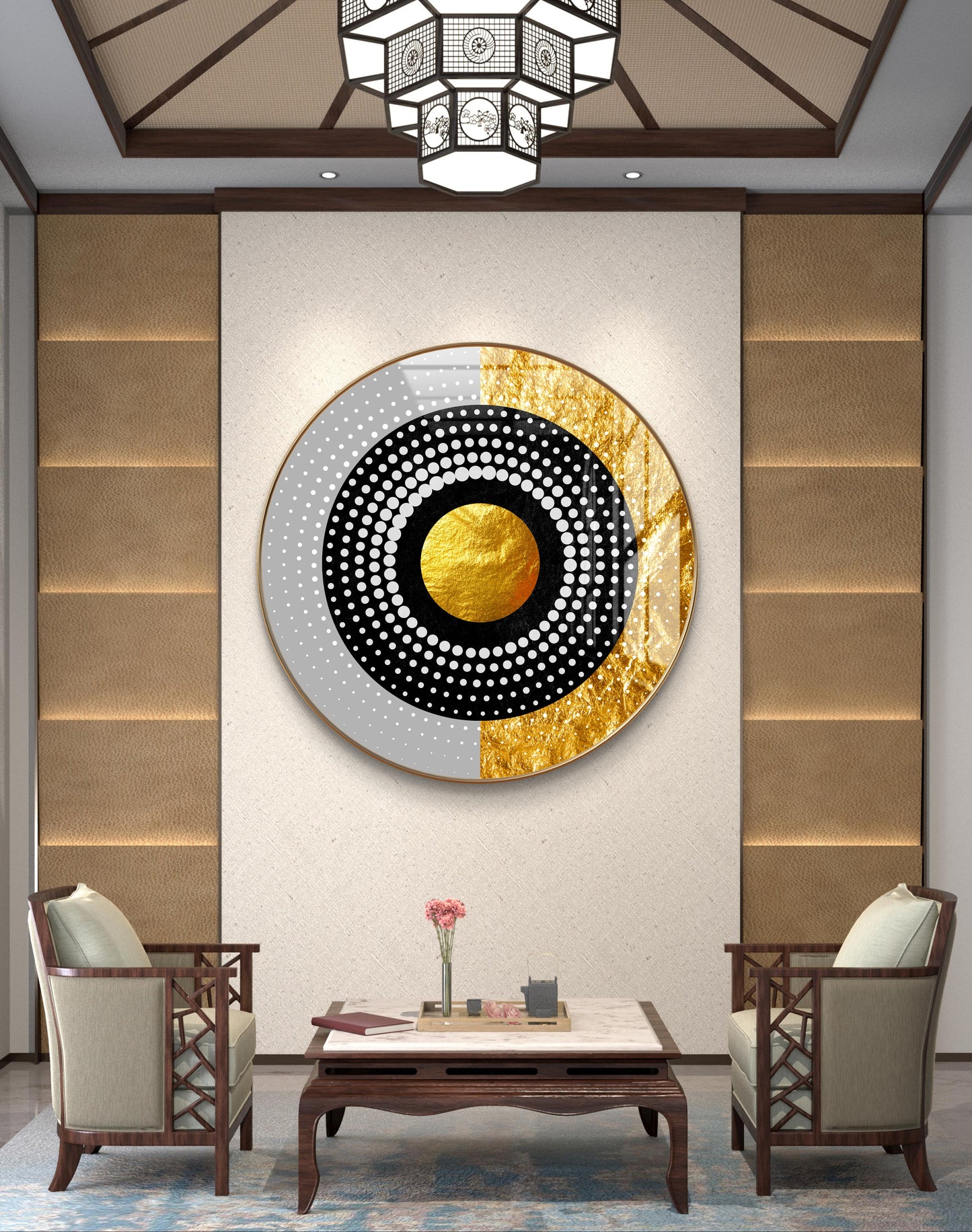 Round golden and silver spheres dots crystal resin