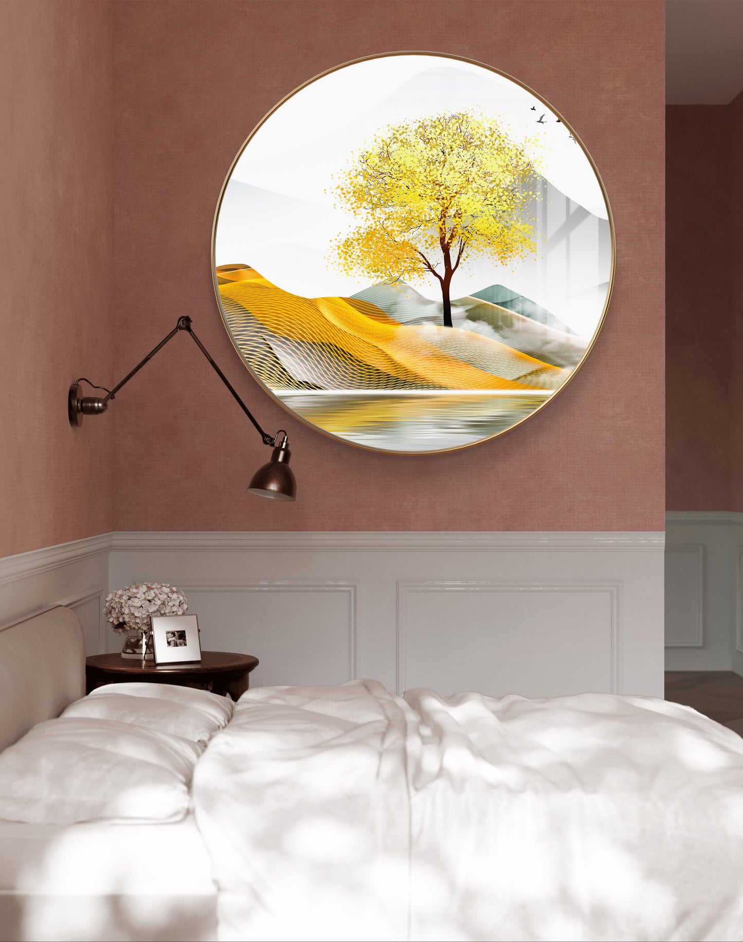 Round aesthetic natural painting crystal resin