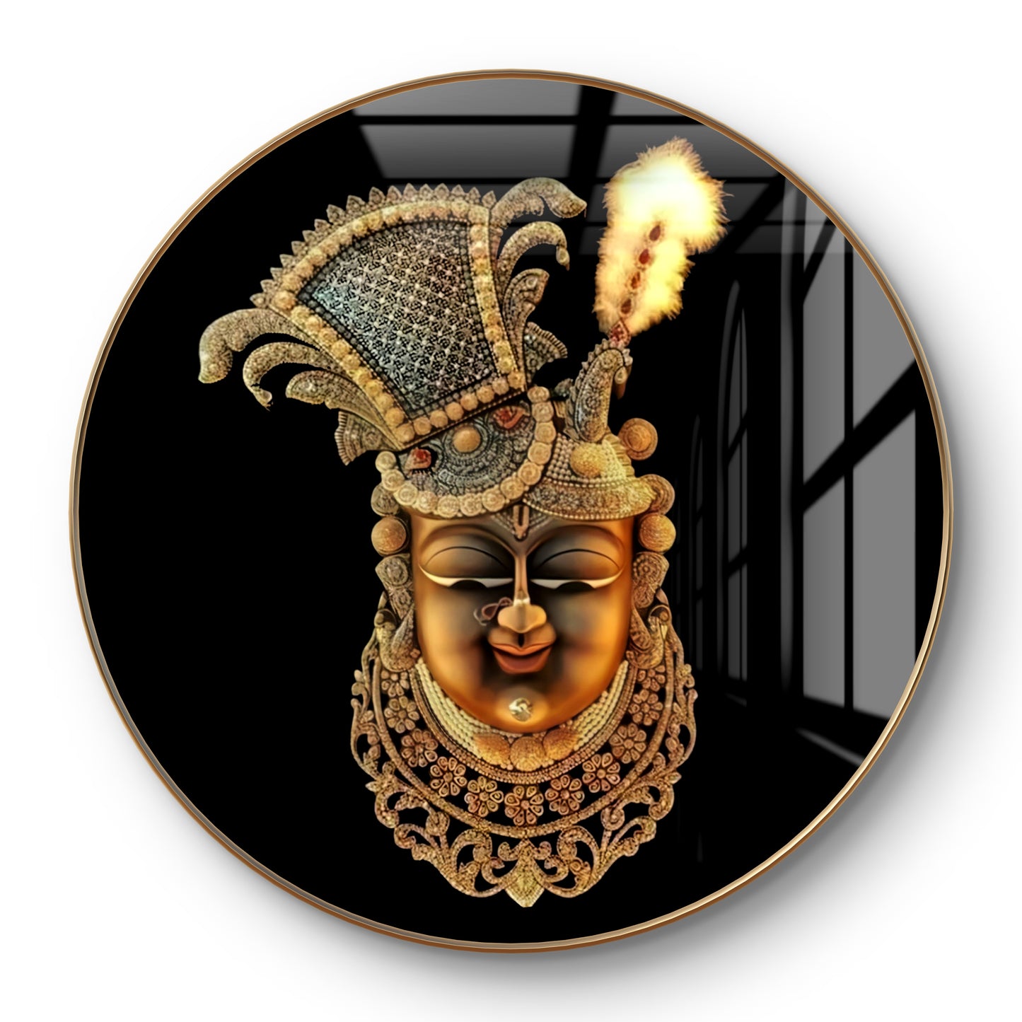 Round Shreenathji face made of crystal resin
