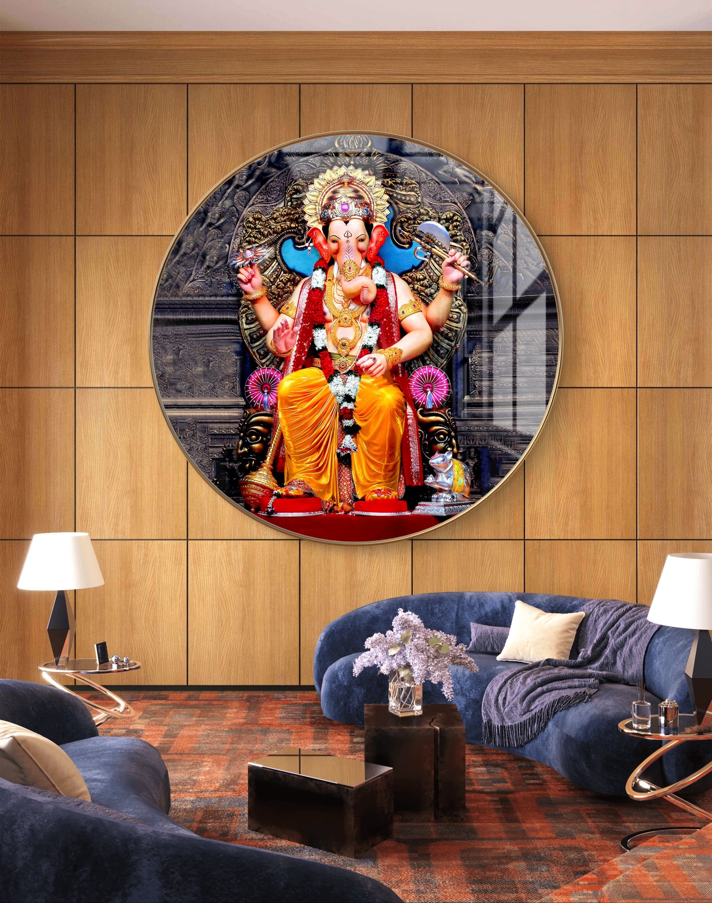 Round lalbaug cha raja (Bombay) ganpati crystal resin