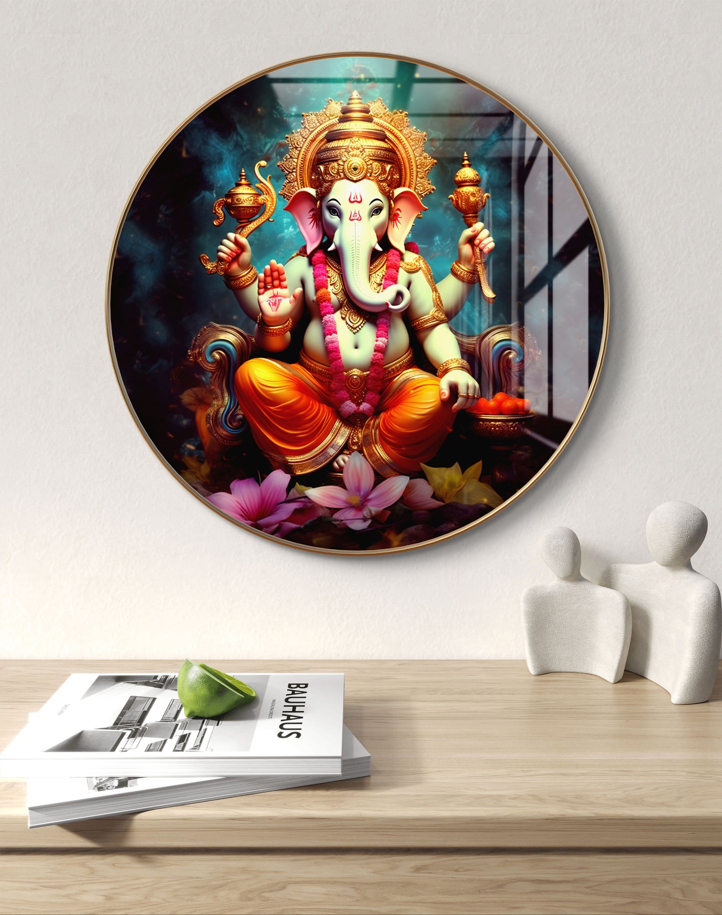 Round ganpati painting crystal resin