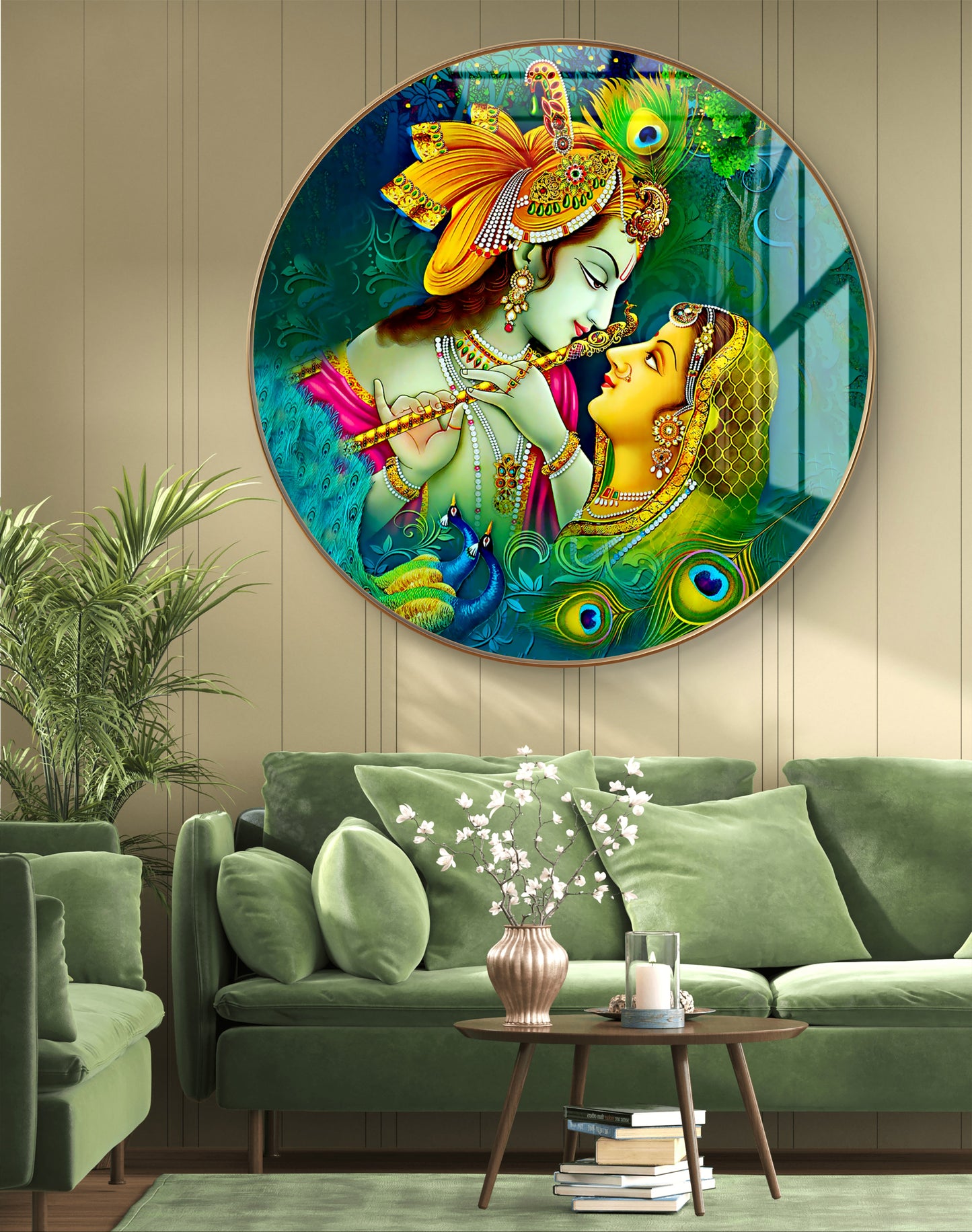 Round RK in green natural background crystal resin